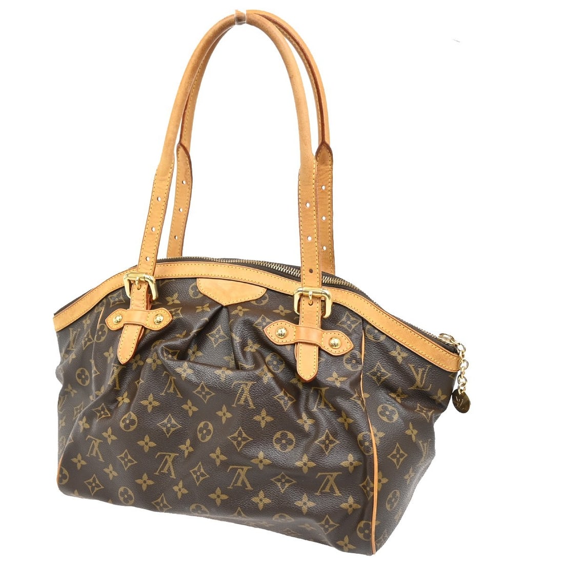 Louis Vuitton Tivoli Brown Shoulder Bag Pre-Owned: Louis Vuitton Tivoli Brown Shoulder Bag Pre-Owned The Louis Vuitton Tivoli shoulder bag features a classic brown design crafted for women. This pre-owned handbag shows noticeable signs of use, includi