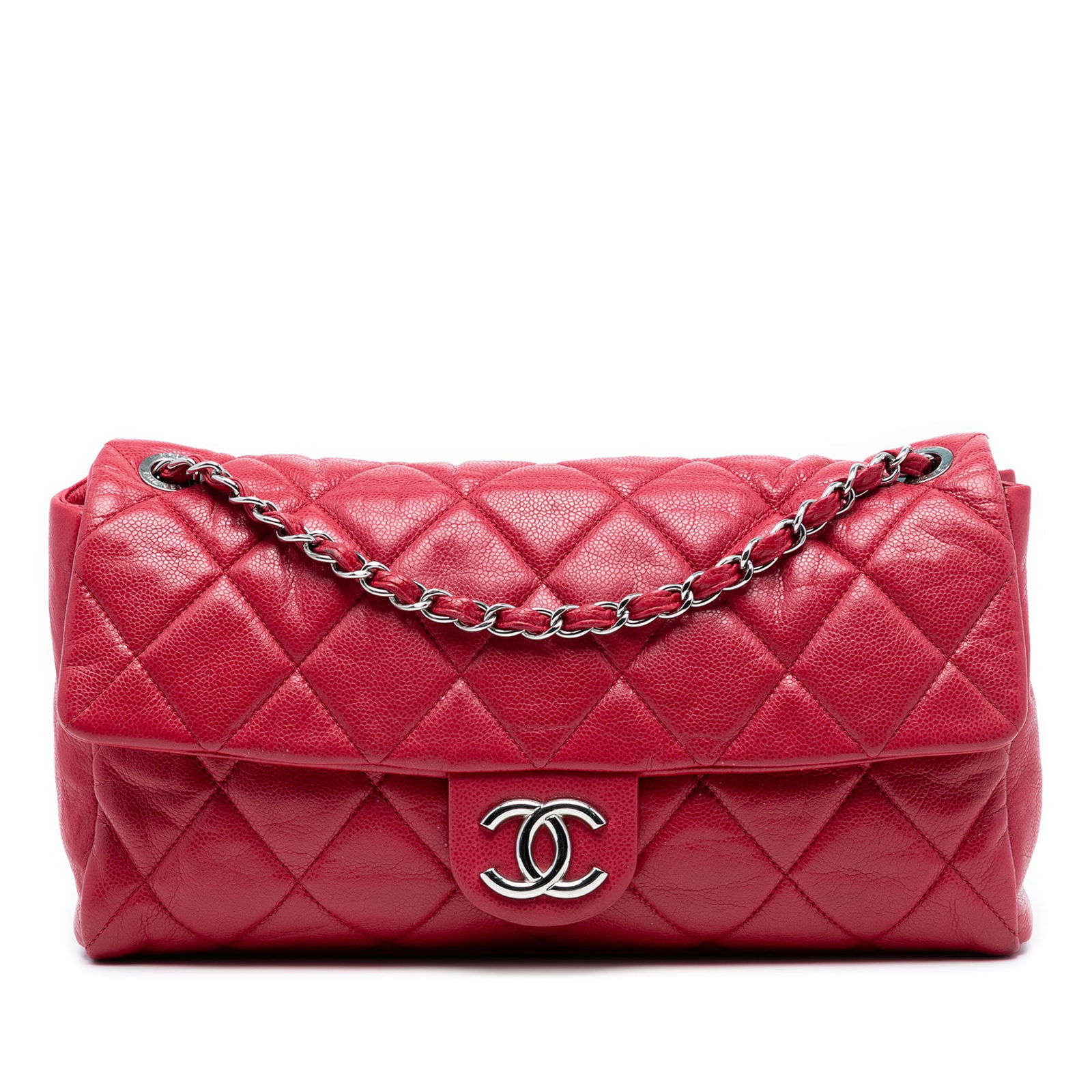 Red Chanel Nature Flap Medium Quilted Caviar Leather Shoulder Bag (1 of 7)