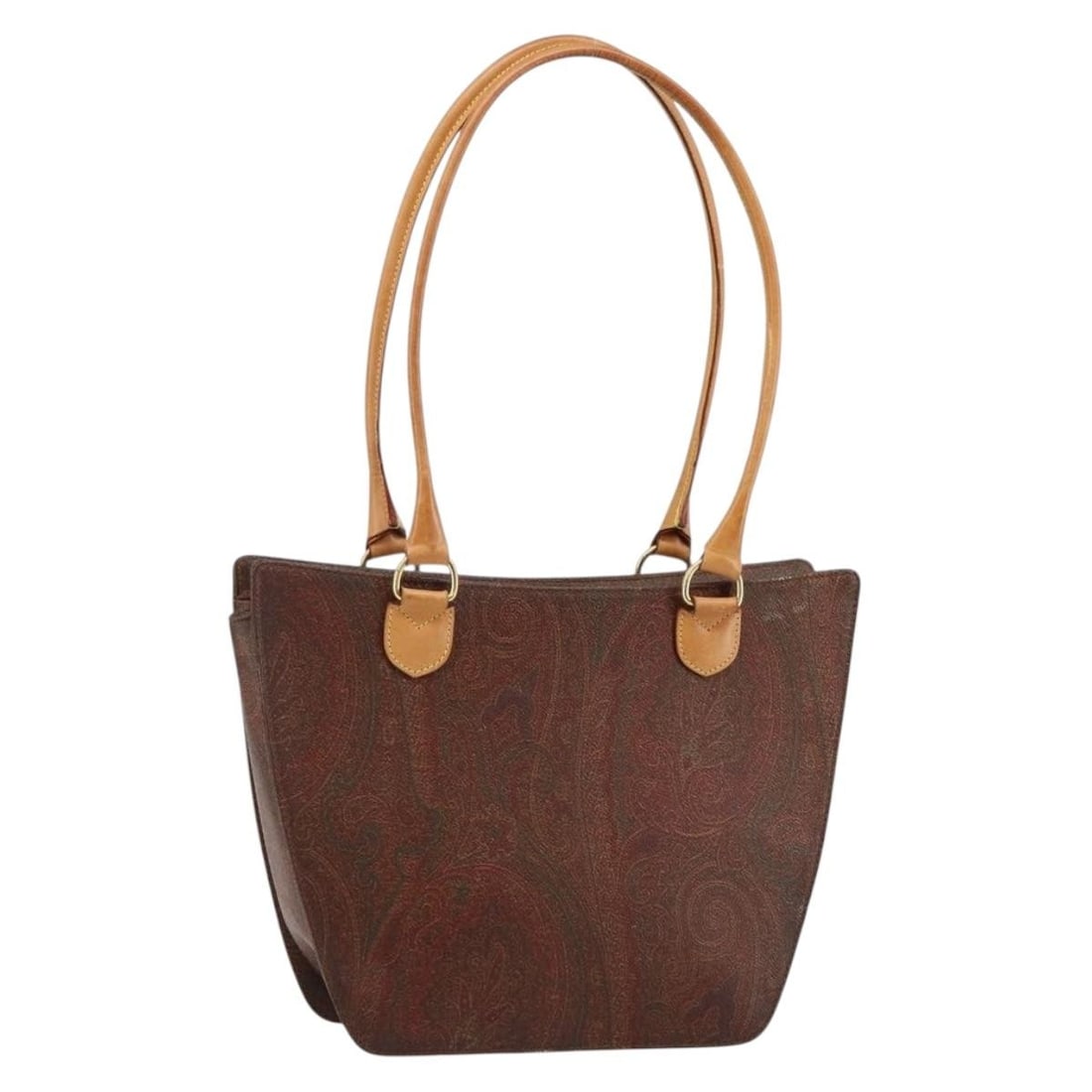 ETRO Paisley Hand Bag PVC Leather Brown Gold Made in Italy (1 of 18)