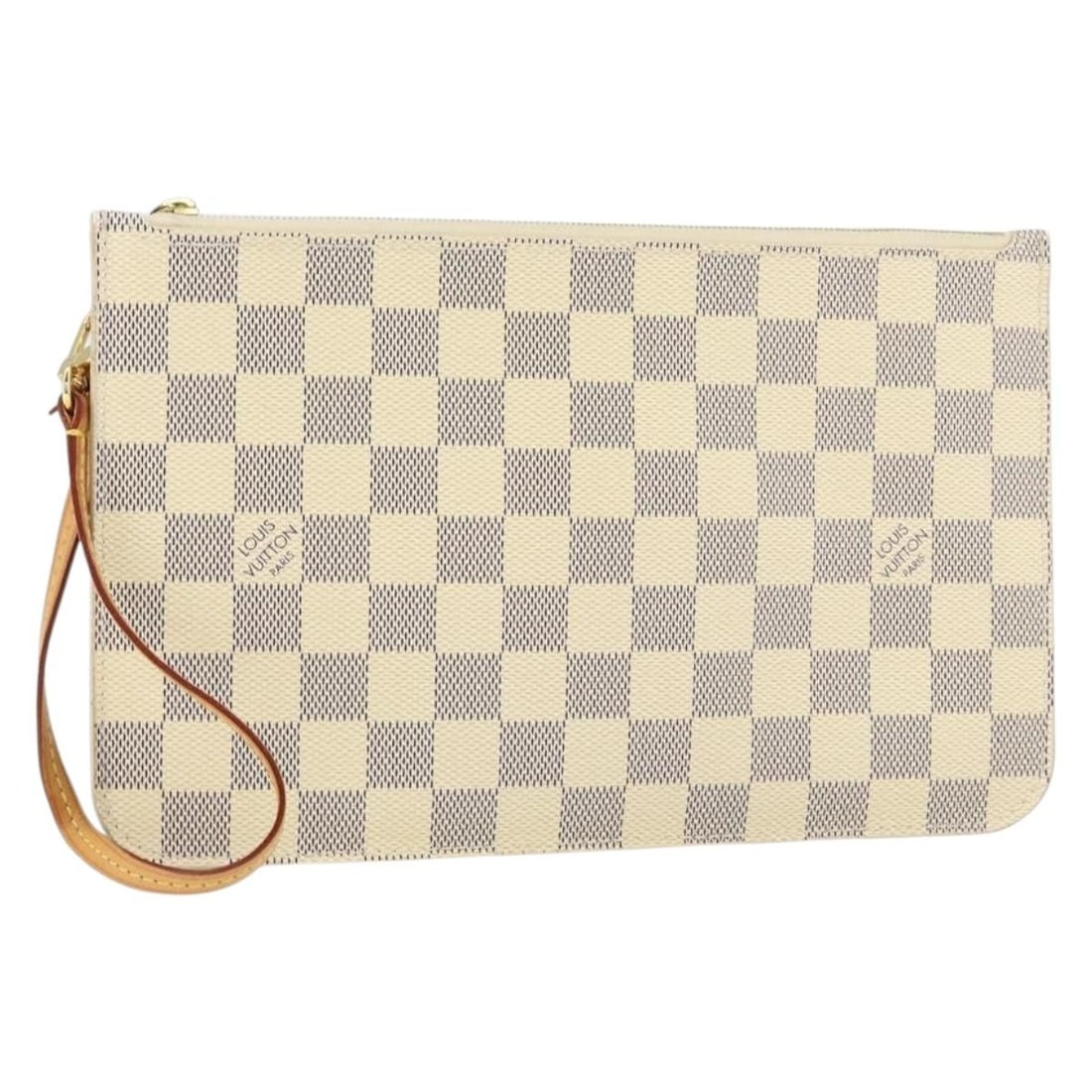 Damier Azur Neverfull MM Pochette clutch by Louis Vuitton beige (1 of 1)