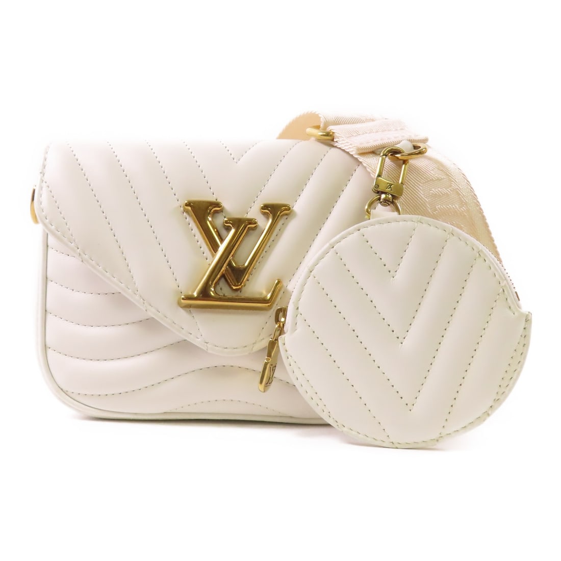 LOUIS VUITTON New Wave Multi Pochette Shoulder Bag White Calfskin (1 of 12)