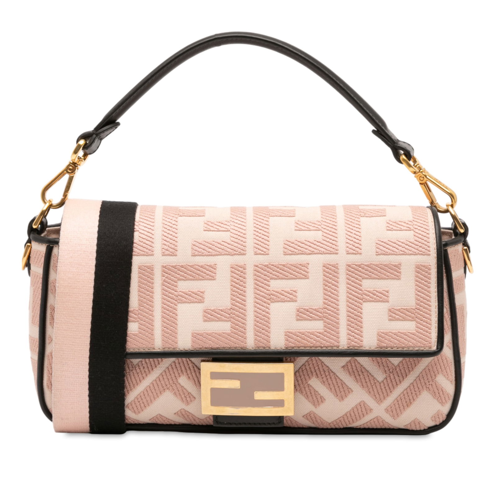 Fendi Zucca Embroidered Canvas Baguette Satchel Pink Italy: Fendi Zucca Embroidered Canvas Baguette Satchel Pink Italy This Fendi Zucca Embroidered Canvas Baguette Satchel showcases an elegant embroidered canvas body complemented by refined leather trim. It fe