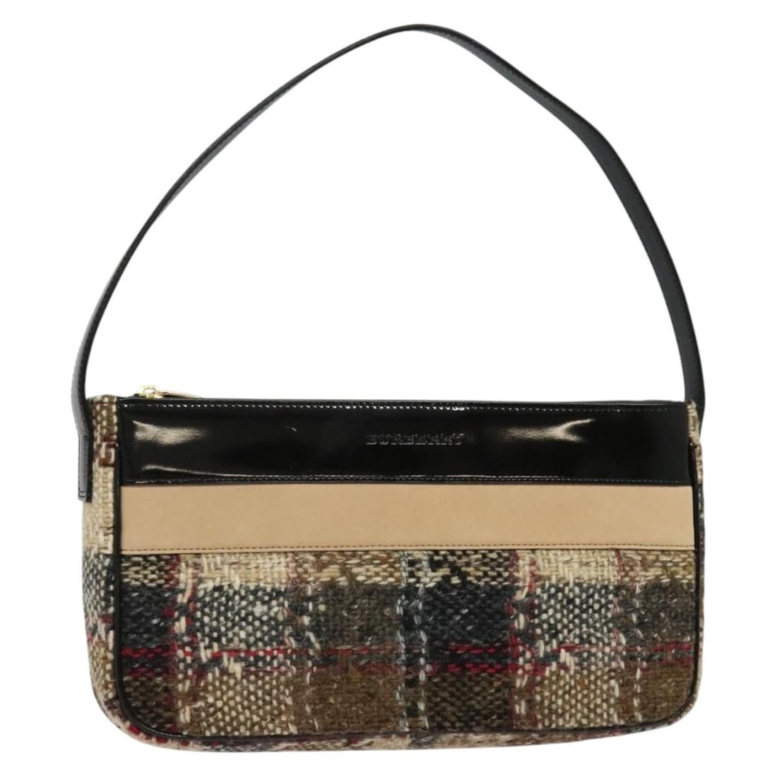 BURBERRY Nova Check Wool Shoulder Bag Brown Gold Authentic: BURBERRY Nova Check Wool Shoulder Bag Brown Gold Authentic This Burberry Nova Check Shoulder Bag is a stylish accessory crafted from high-quality wool in a rich brown and gold color combination. Desig