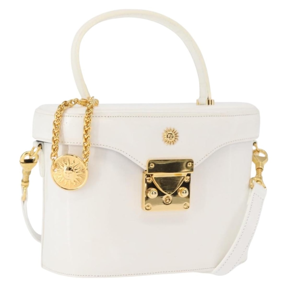 White Versace Vanity Clutch Handbag with Shoulder Strap (1 of 1)