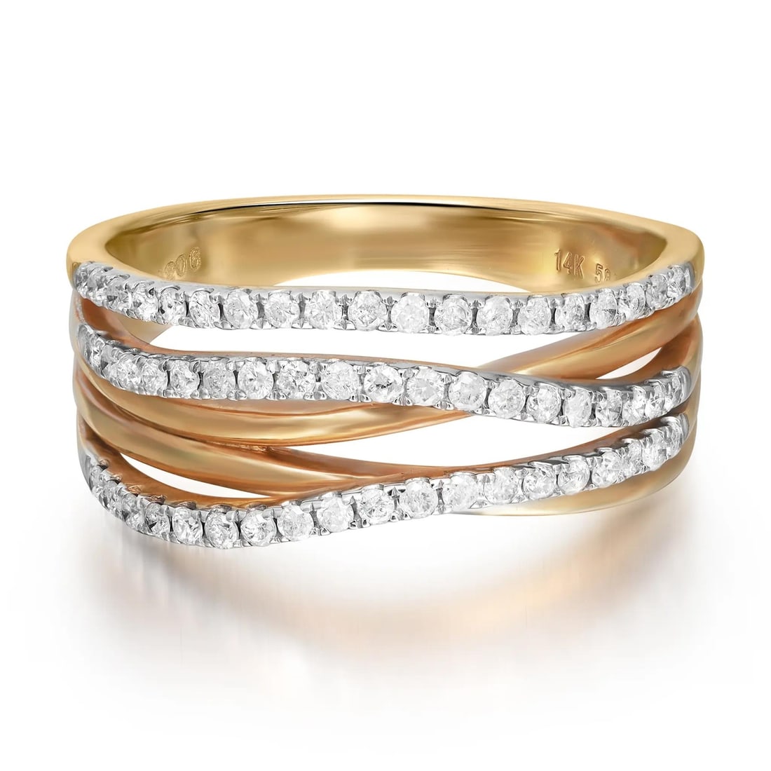 Rachel Koen 0.46 Ct Round Diamond Band Ring in 14K Yellow Gold Size 7.5 (1 of 4)