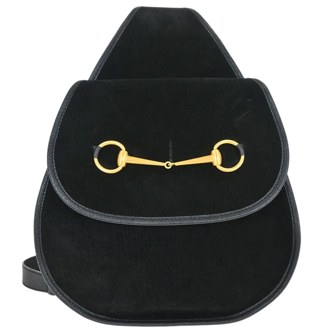 Gucci Horsebit Black Suede Shoulder Bag 11x11in Italy: Gucci Horsebit Black Suede Shoulder Bag 11x11in Italy Introducing the Gucci Black Suede Horsebit Sling Shoulder Bag, a stylish and sophisticated accessory perfect for any occasion. This medium-sized s