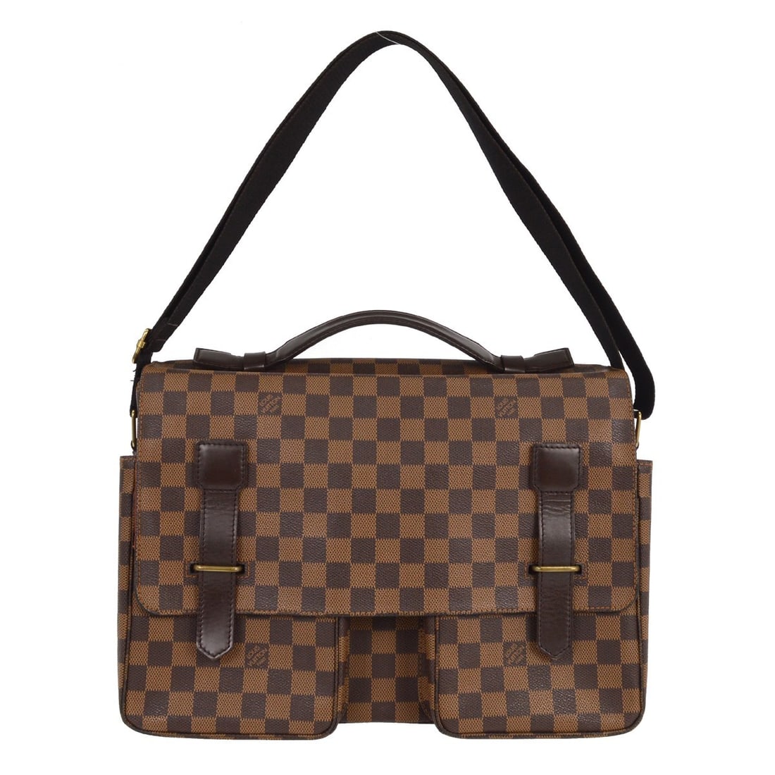 Damier Broadway Shoulder Bag by Louis Vuitton in Brown: Damier Broadway Shoulder Bag by Louis Vuitton in Brown This pre-owned Louis Vuitton Damier Broadway shoulder bag features a classic brown design. It is in fair condition, with some stains inside and s