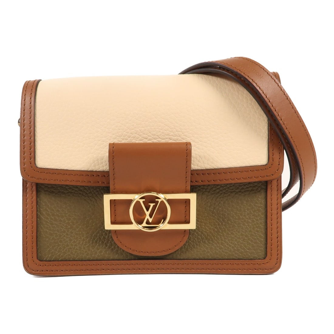LOUIS VUITTON Douphine Mini Shoulder Bag M55504 Beige Calfskin GHW: LOUIS VUITTON Douphine Mini Shoulder Bag M55504 Beige Calfskin GHW Introducing the elegant LOUIS VUITTON Douphine Mini Shoulder Bag, a perfect blend of style and functionality. Crafted from high-quali