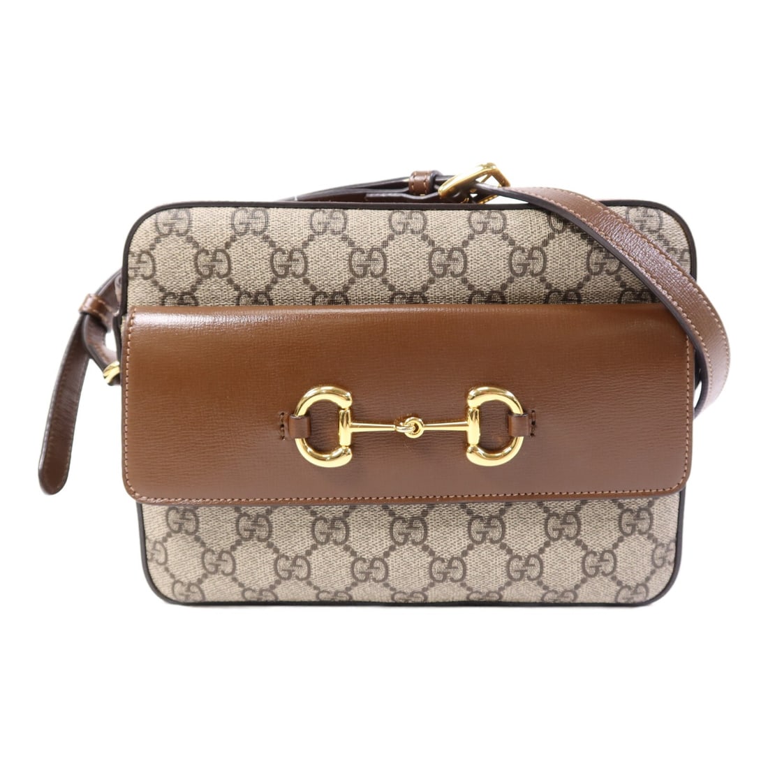 GUCCI Horsebit 1955 Shoulder Bag Coated Canvas Brown GHW 645454 (1 of 14)