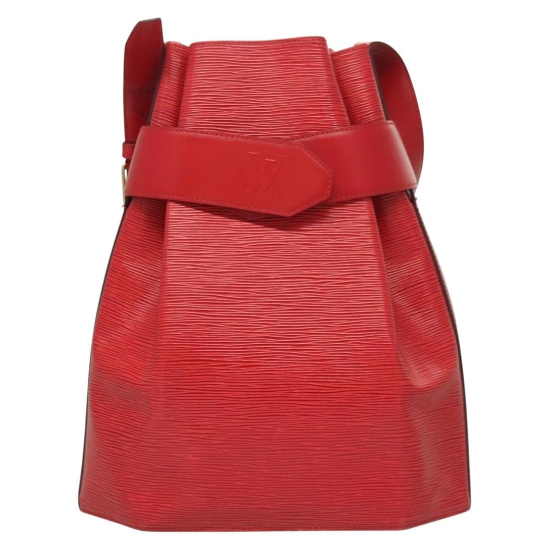 Red Louis Vuitton Sac d'Epaule Vintage Shoulder Bag: Red Louis Vuitton Sac d'Epaule Vintage Shoulder Bag This is a Louis Vuitton Vintage Sac d'Epaule handbag in red, designed for women. The bag shows signs of use, including some loss of shape and rubbin
