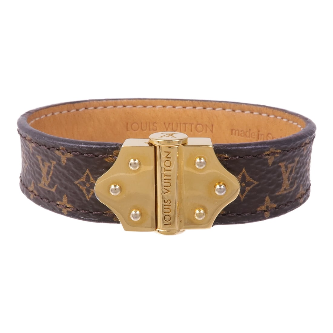 LOUIS VUITTON Monogram Brown Sprit Bracelet M6689 GHW (1 of 11)