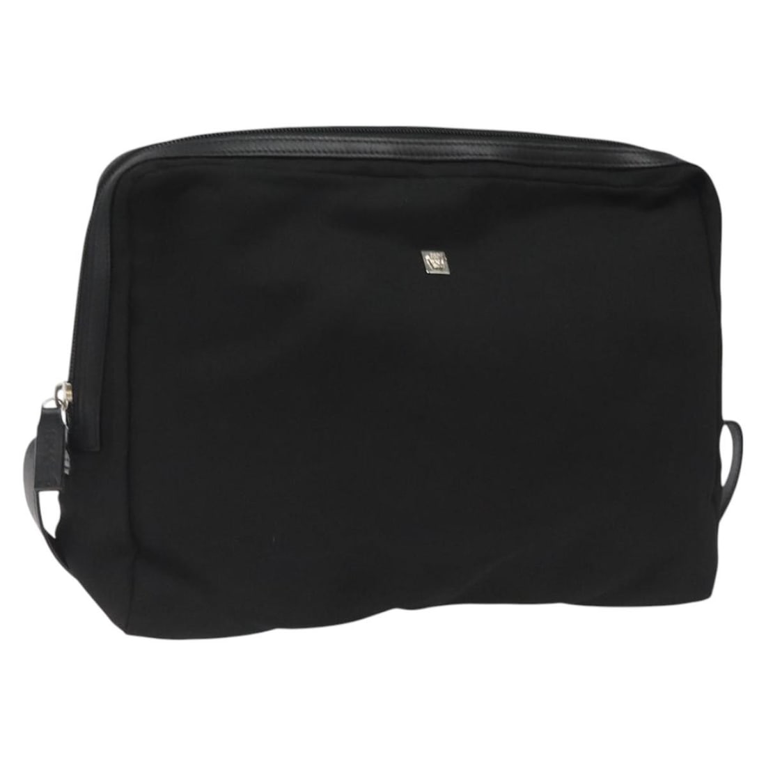 Vintage Black Clutch Pouch by Versace with Zipper Closure: Vintage Black Clutch Pouch by Versace with Zipper Closure This Versace vintage zip pouch is a pre-owned clutch bag crafted in black material. It shows signs of use, including surface rubbing, minor st