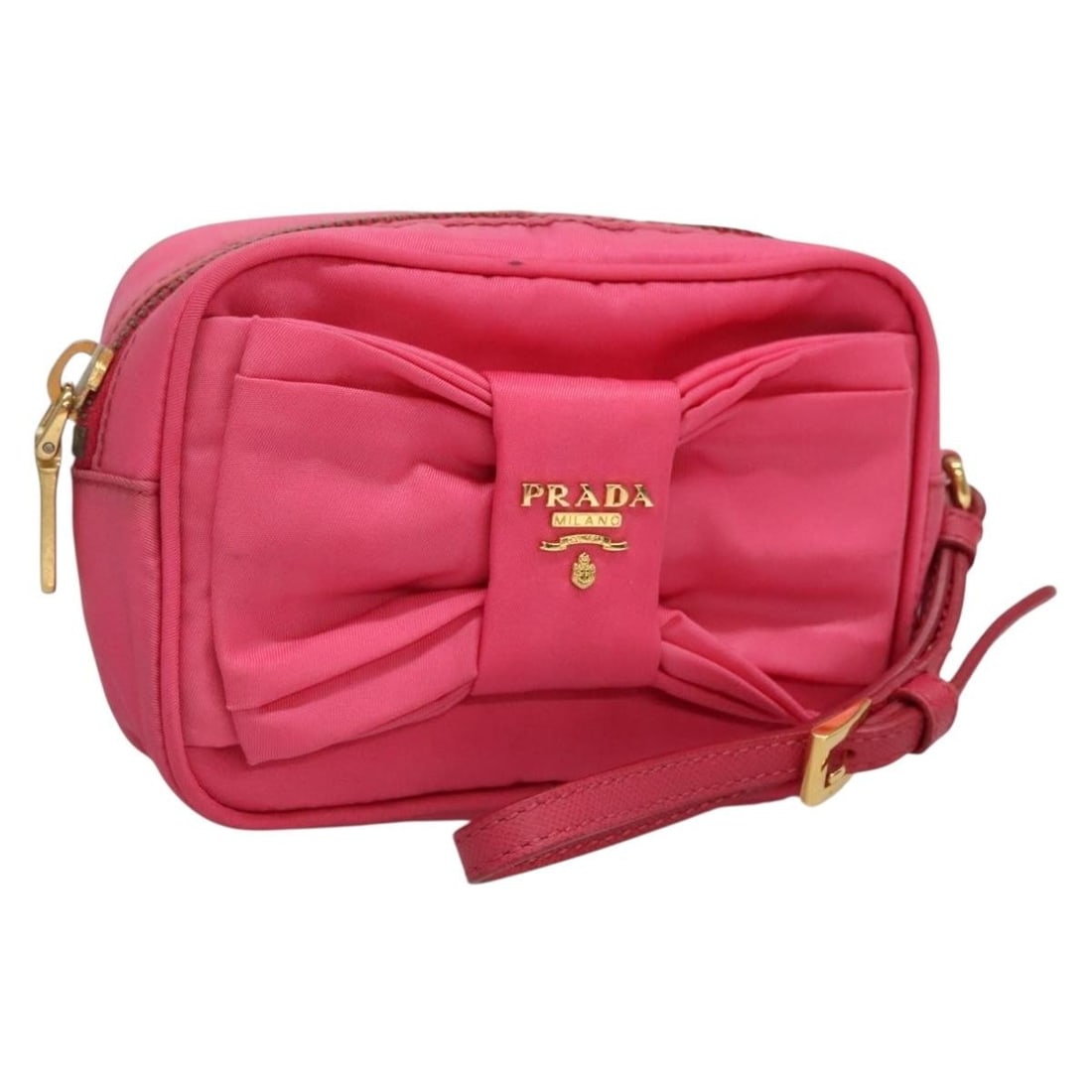 Pink Prada Camera Crossbody Bag with Bow Detail (1 of 1)