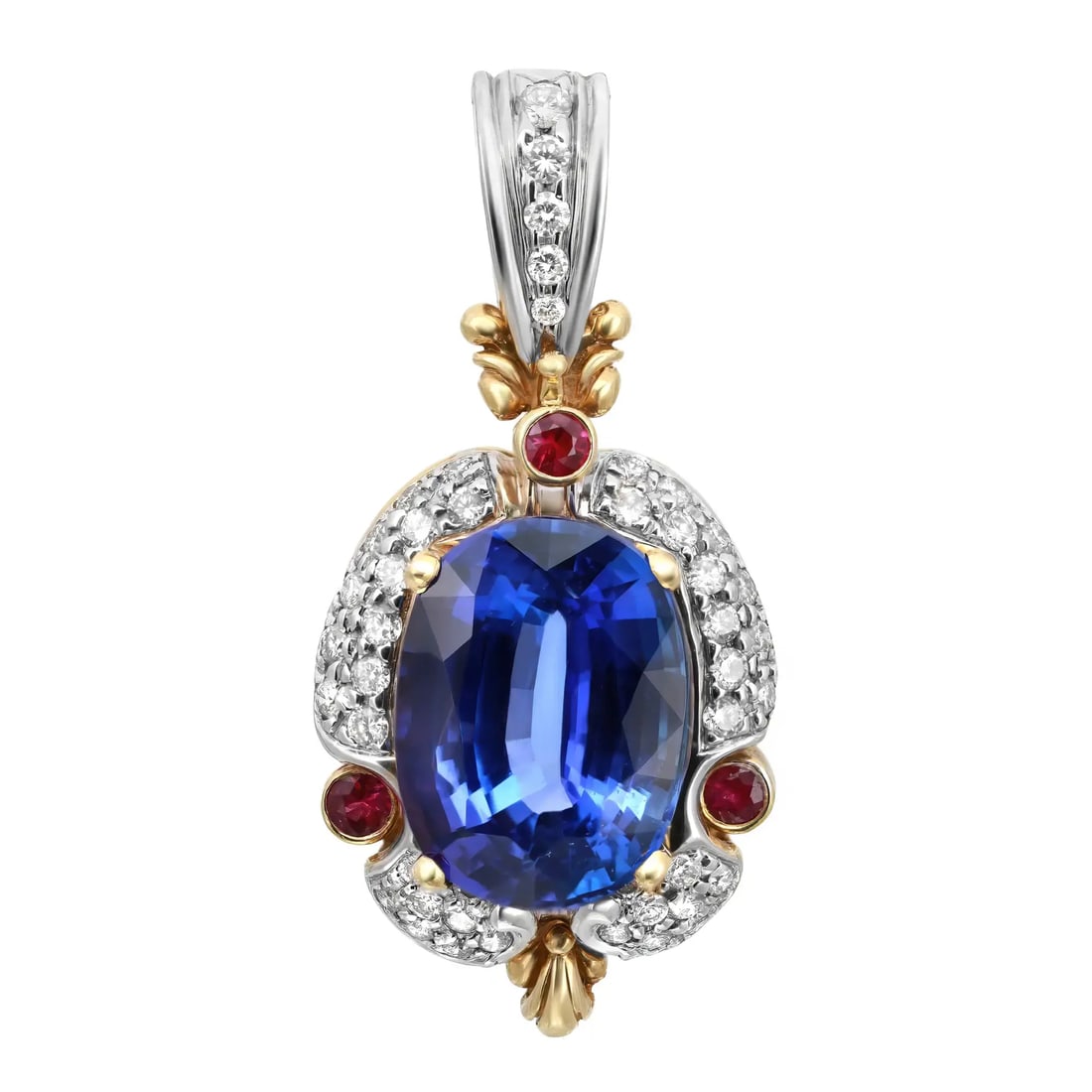 Rachel Koen 21ct Tanzanite Ruby Diamond Pendant 18K Gold (1 of 5)