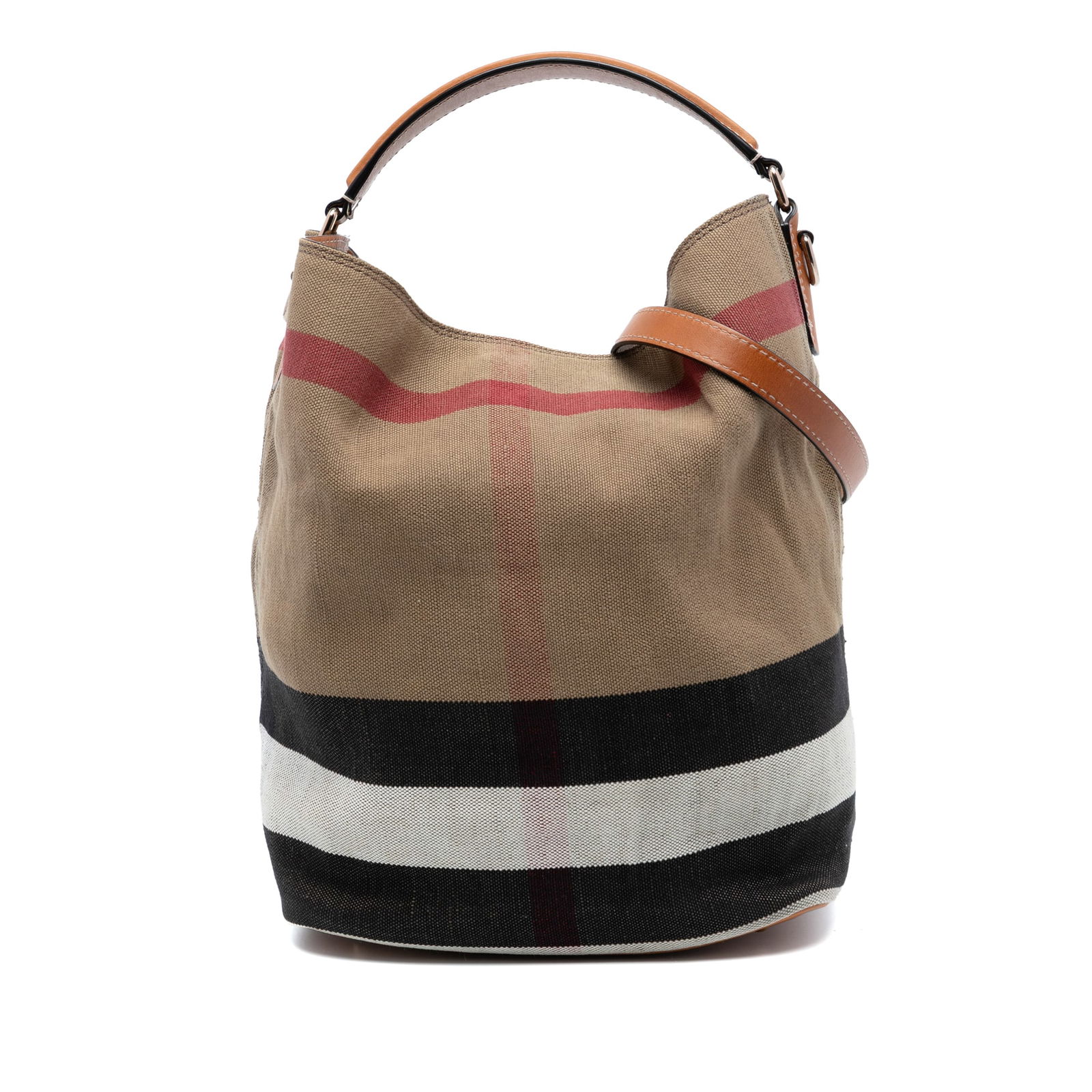 Burberry Ashby Bucket Bag in Medium Mega Check Canvas with Leather Trim (1 of 8)