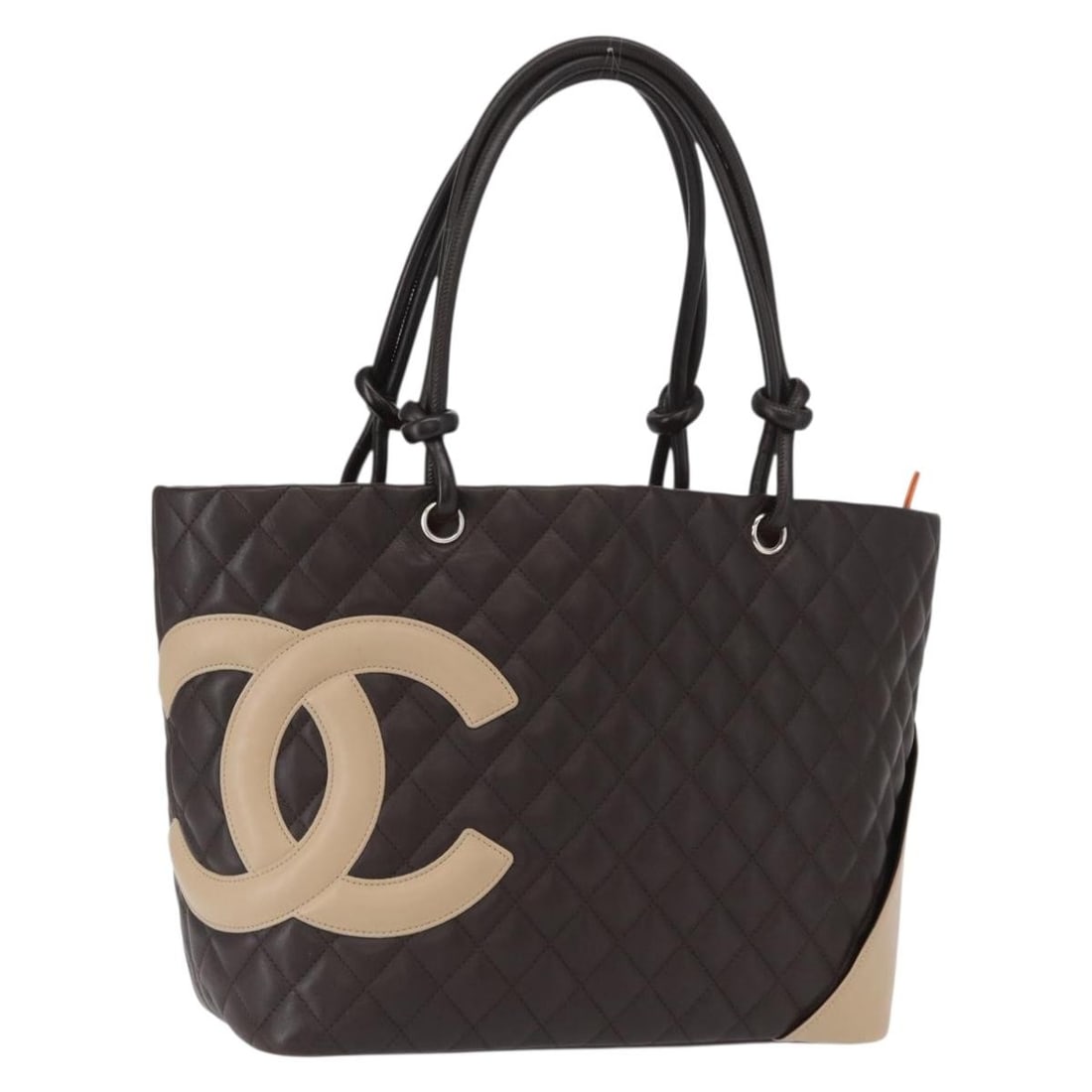 CHANEL Cambon Large Matelasse Tote Bag Brown Silver Leather Auth 157990SAV (1 of 18)