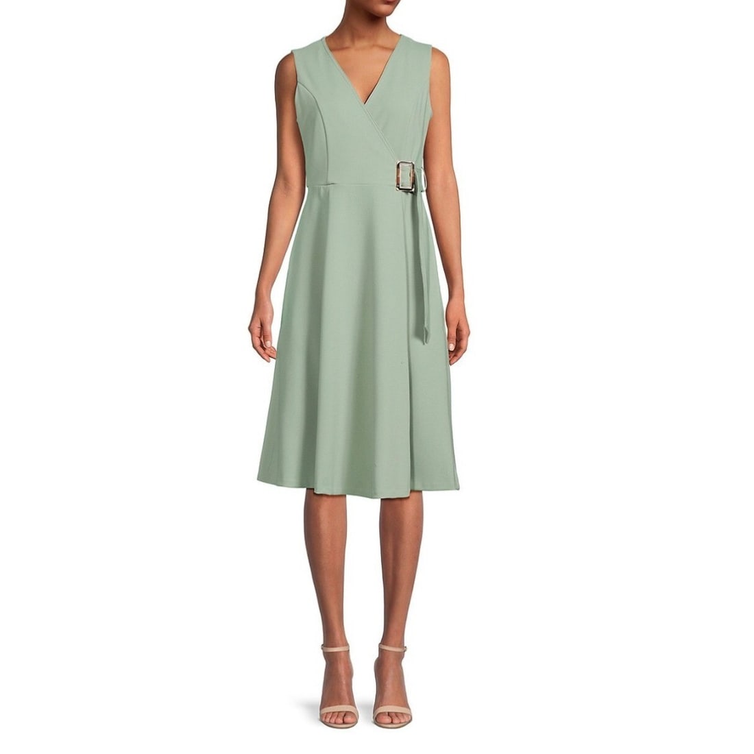 Calvin Klein Jadeite Green Belted A-Line Dress Women's 10 (1 of 1)
