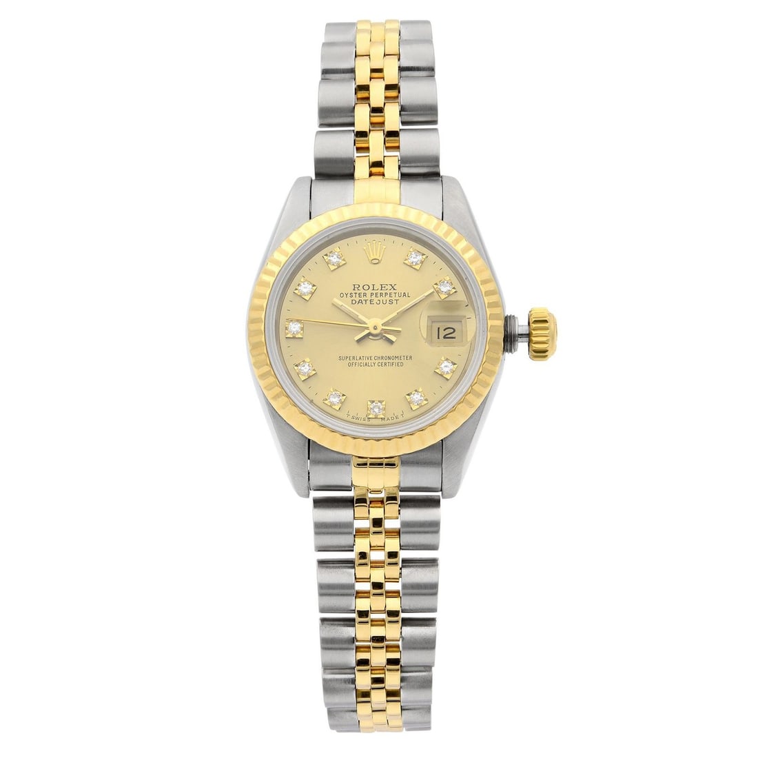 Rolex Datejust 69173 Ladies Watch Gold Steel Diamond Champagne Dial (1 of 6)