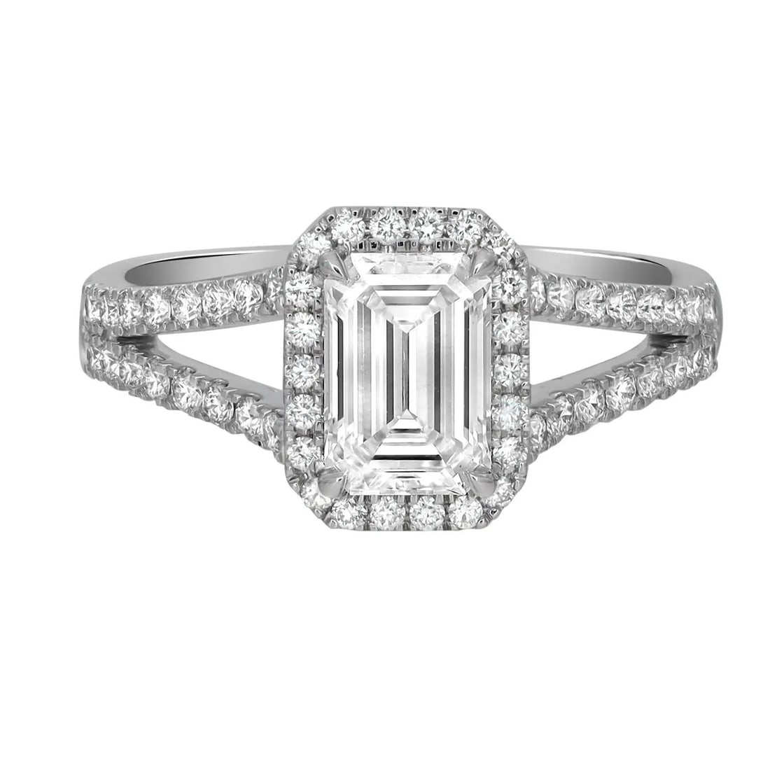 Rachel Koen 2.00Ctw Emerald Round Cut Lab Grown Diamond Engagement Ring 14K White Gold: Rachel Koen 2.00Ctw Emerald Round Cut Lab Grown Diamond Engagement Ring 14K White Gold This exquisite engagement ring features a stunning emerald cut lab grown diamond at its center, elegantly set in
