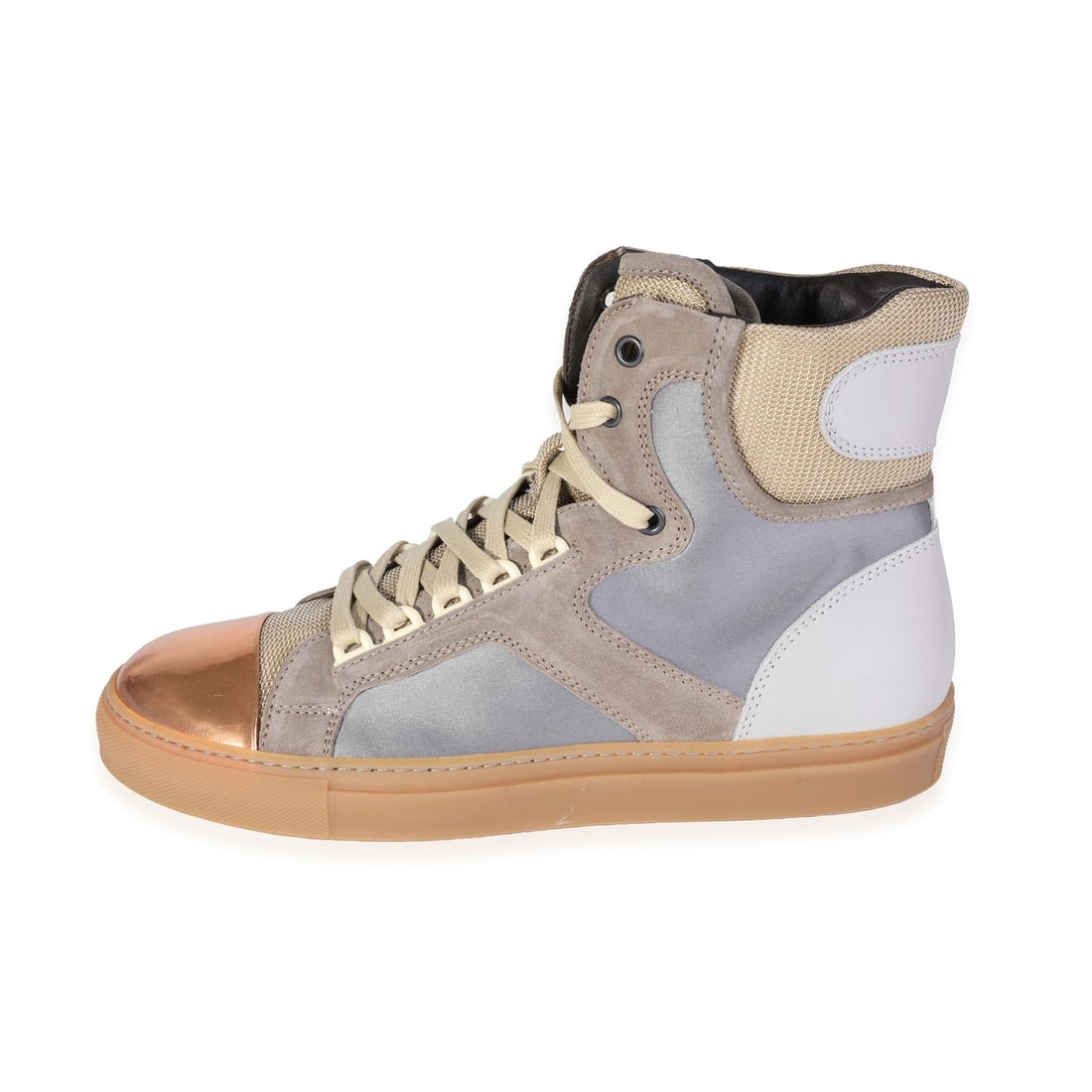 Lanvin High Top Taupe Satin Sneakers Men's 40 EUR with Box: Lanvin High Top Taupe Satin Sneakers Men's 40 EUR with Box Step out in style with these Lanvin High Top Sneakers in 'Taupe Satin'. Crafted in Italy, these lifestyle sneakers showcase a unique blend of