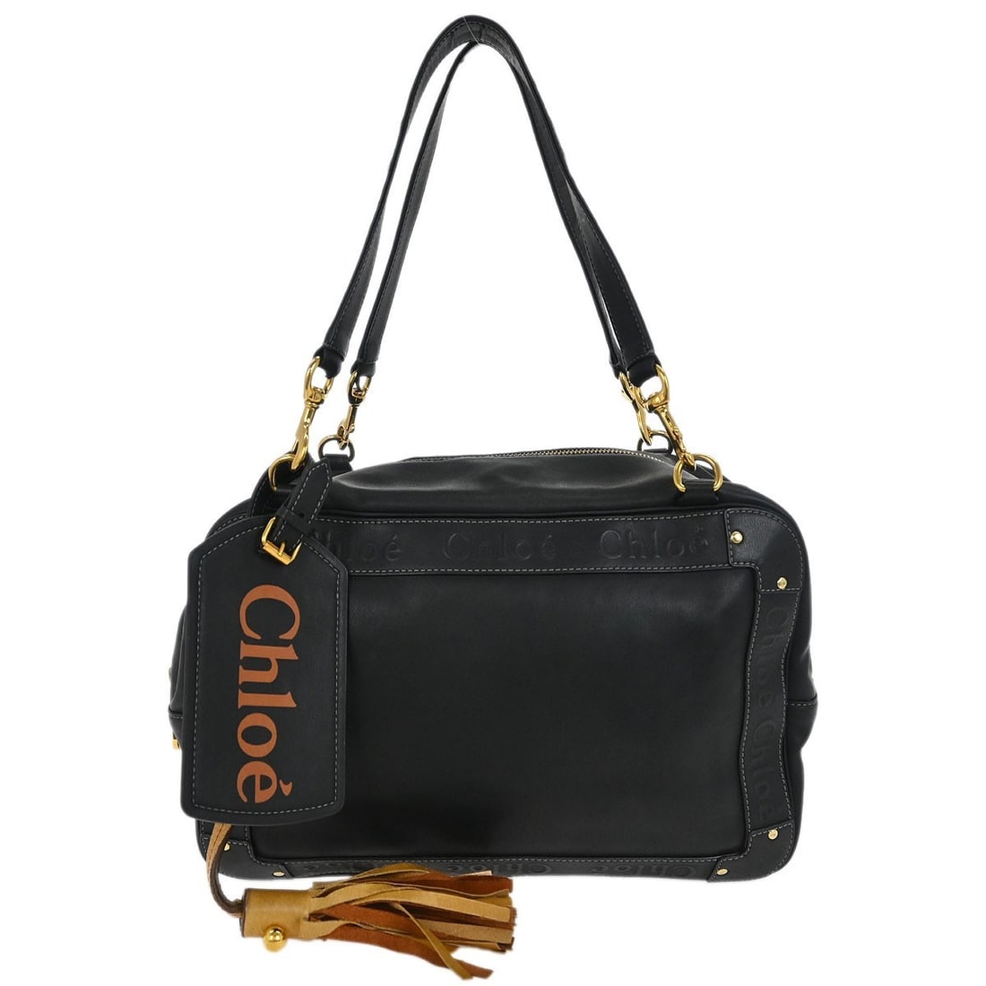 Chloe Black Leather Eden Handbag Top Handle with Gold Hardware (1 of 11)
