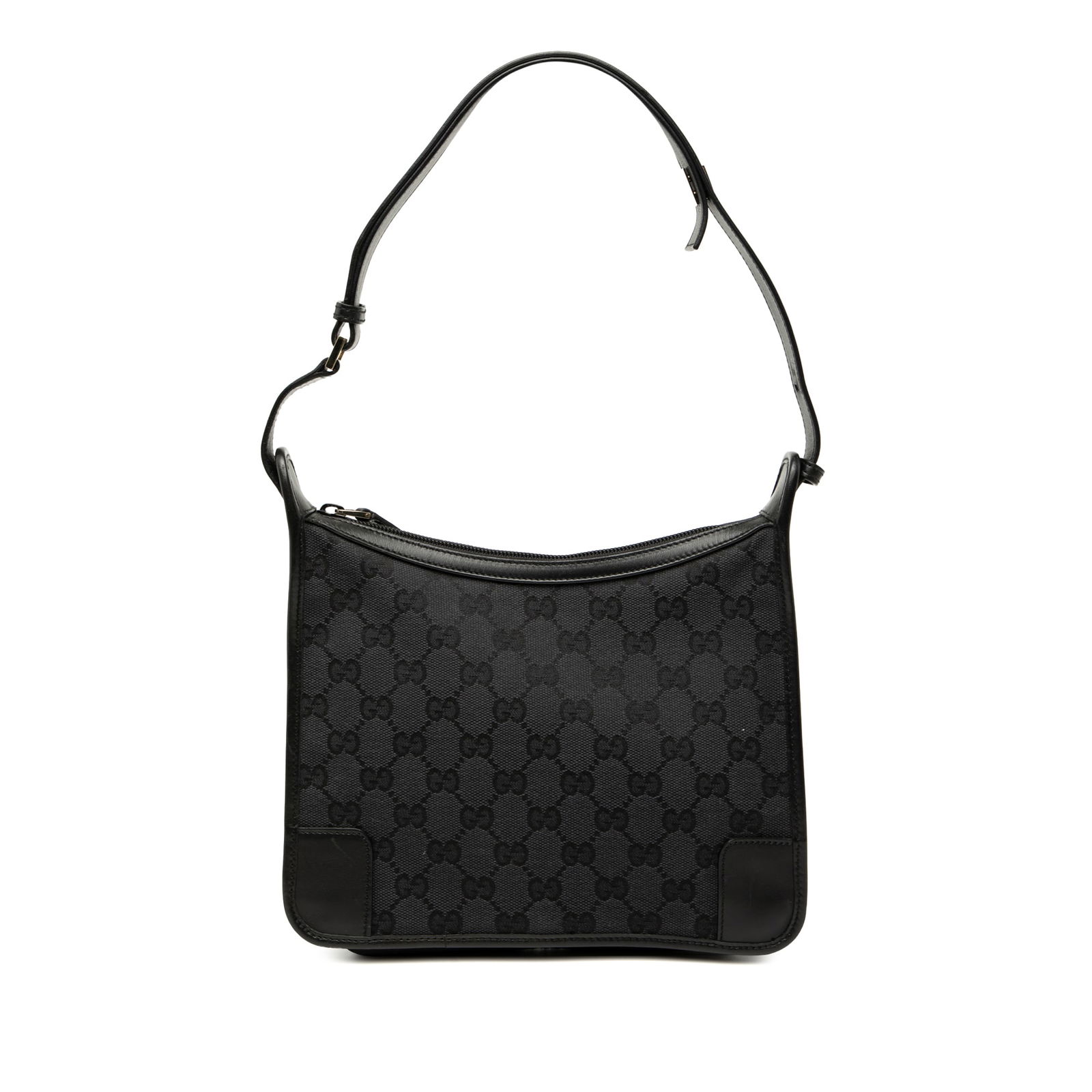 Gucci GG Canvas Shoulder Bag Black Patent Trim Italy (1 of 7)