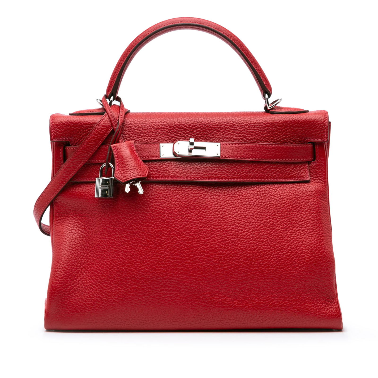 Hermes Clemence Kelly II Retourne 32 Red Leather Handbag (1 of 9)