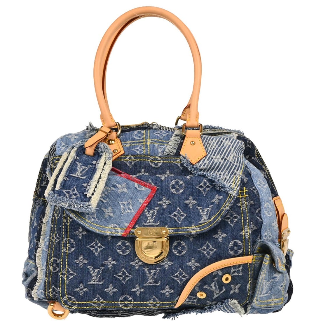 Louis Vuitton Bowly Monogram Denim Patchwork Shoulder Bag M95376 in Blue (1 of 10)