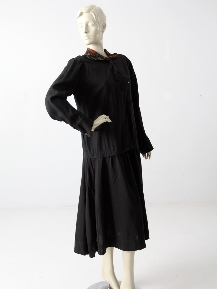 Early 20th Century Antique Black Drop Waist Dress (1 of 12)