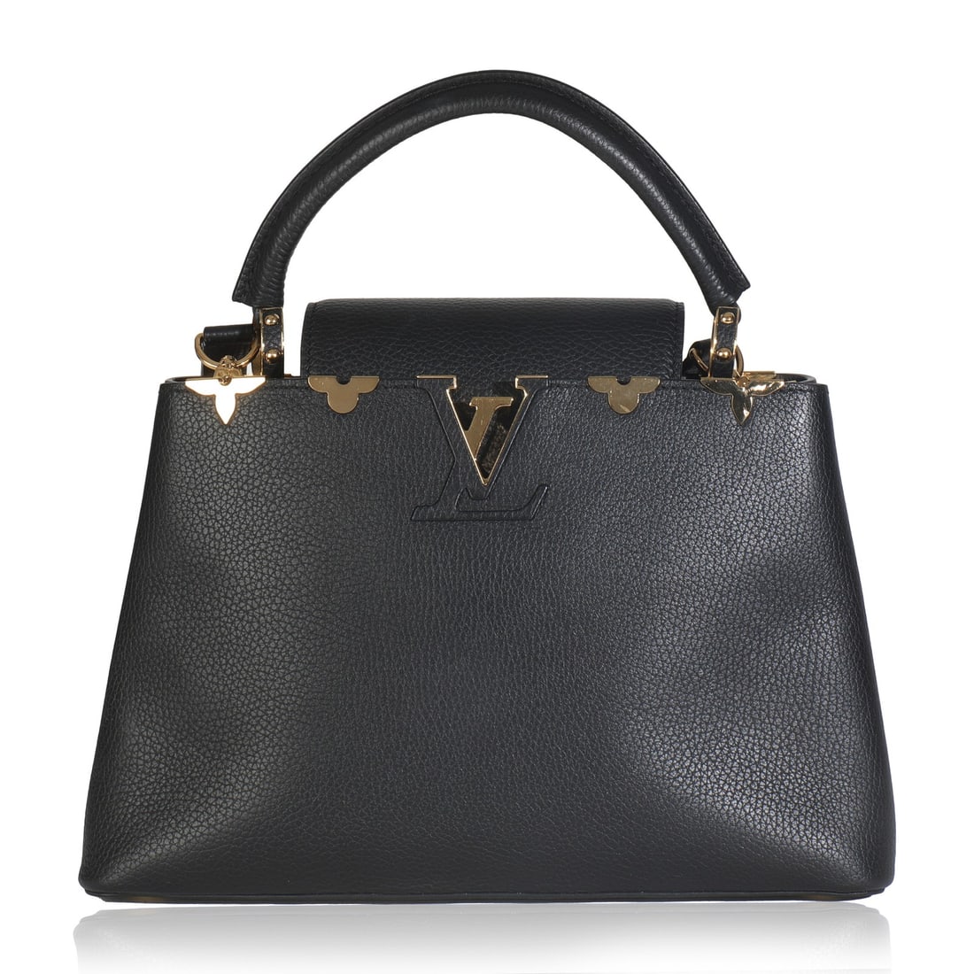 Louis Vuitton Black Taurillon Capucines MM Shoulder Bag 2021-2024: Louis Vuitton Black Taurillon Capucines MM Shoulder Bag 2021-2024 Introducing the Louis Vuitton Black Taurillon Flower Crown Capucines MM, a stylish and sophisticated handbag perfect for any
