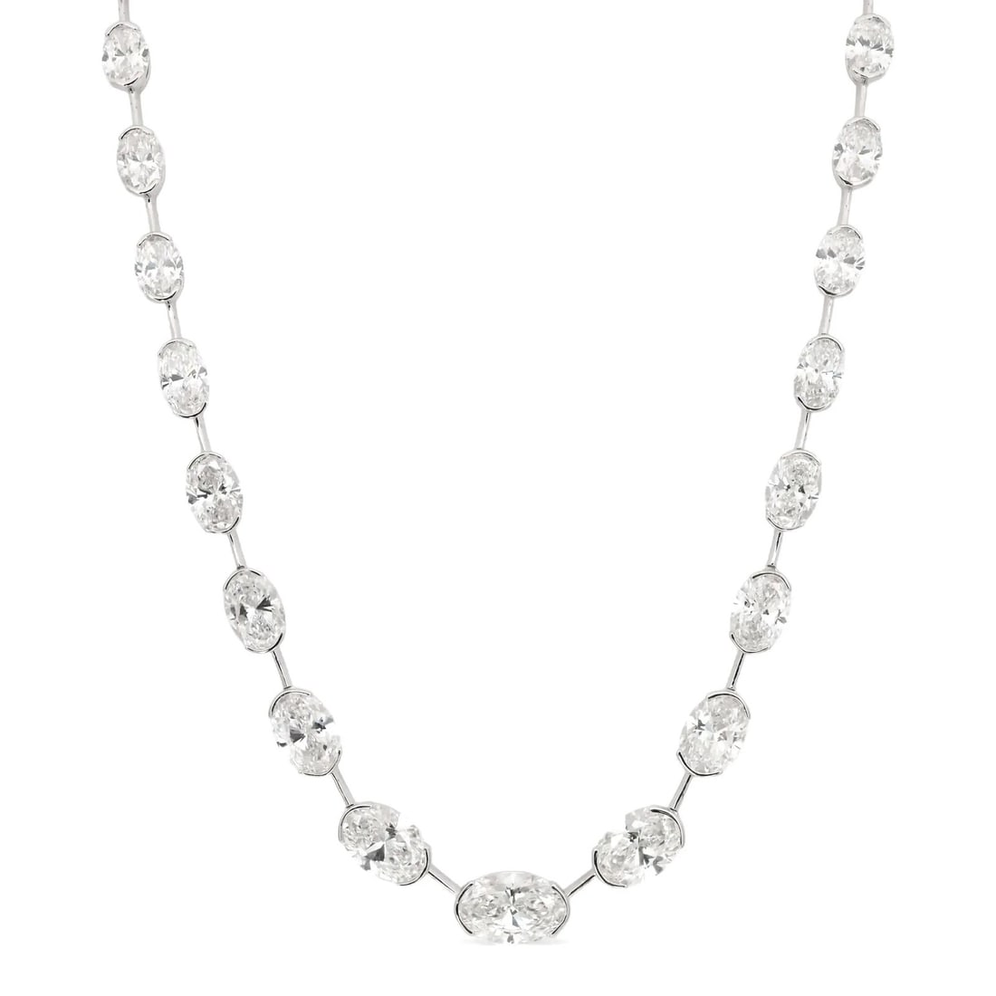 Rachel Koen 16 Inch 14K White Gold Tennis Necklace with 24.91ctw Oval Lab Diamonds (1 of 5)