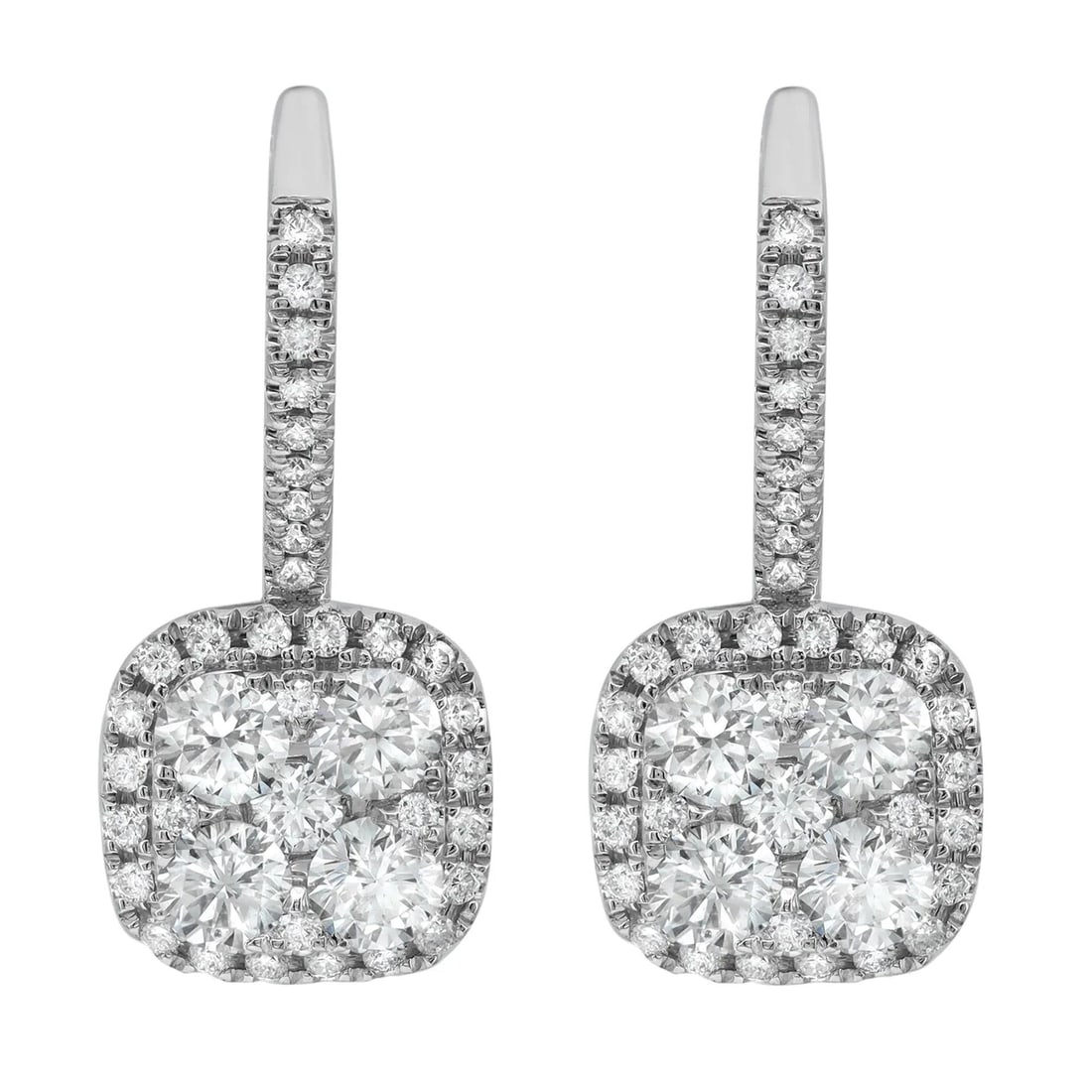 Rachel Koen 18K White Gold Round Cut Diamond Huggie Earrings 1.25Cttw: Rachel Koen 18K White Gold Round Cut Diamond Huggie Earrings 1.25Cttw Elevate your elegance with these exquisite Round Cut Diamond Huggie Earrings, meticulously crafted from 18K white gold. Featuring