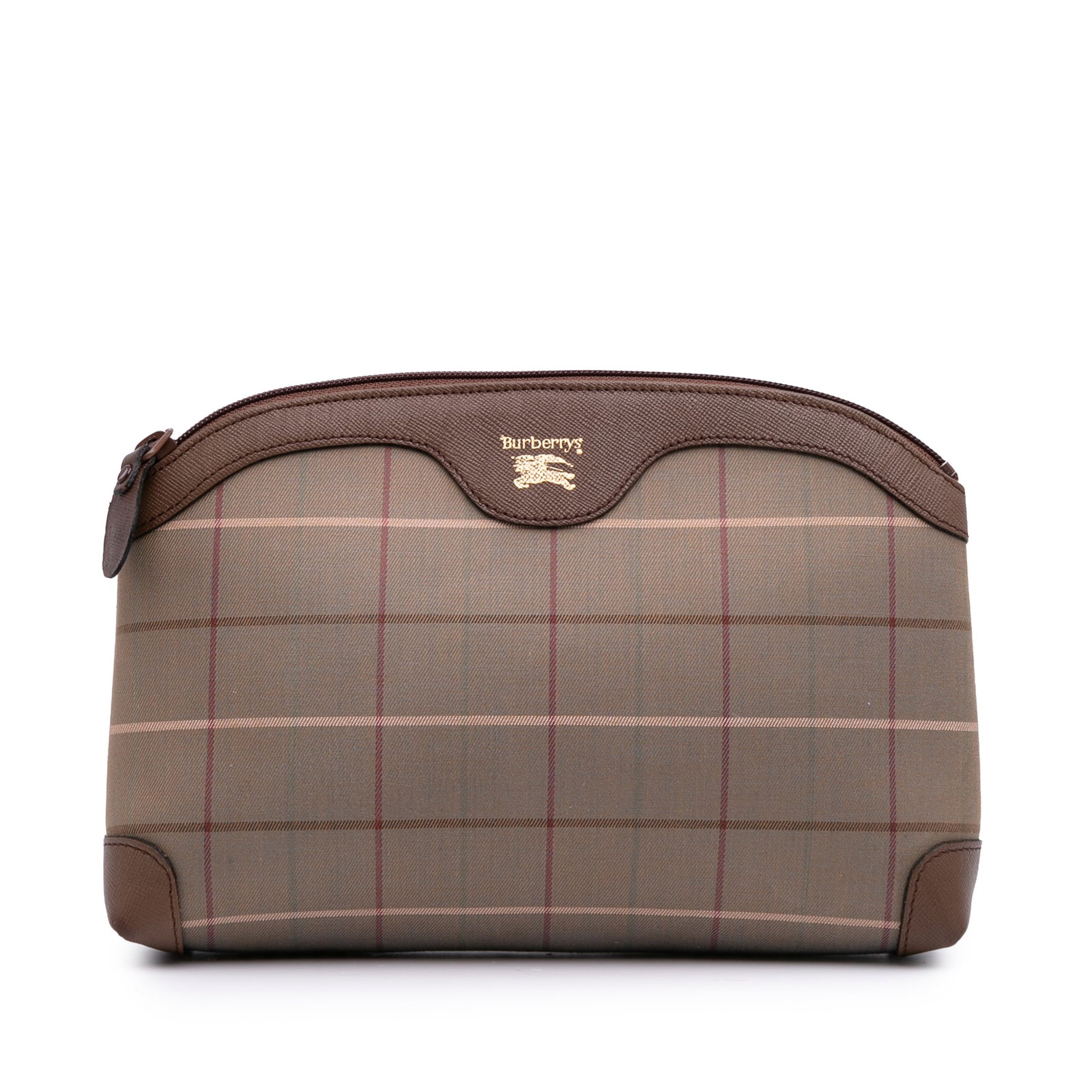 Burberry Vintage Check Canvas Clutch Brown Fabric Bag: Burberry Vintage Check Canvas Clutch Brown Fabric Bag This Burberry Vintage Check Canvas Clutch showcases a stylish canvas body complemented by leather trim and a secure top zip closure. With its chic