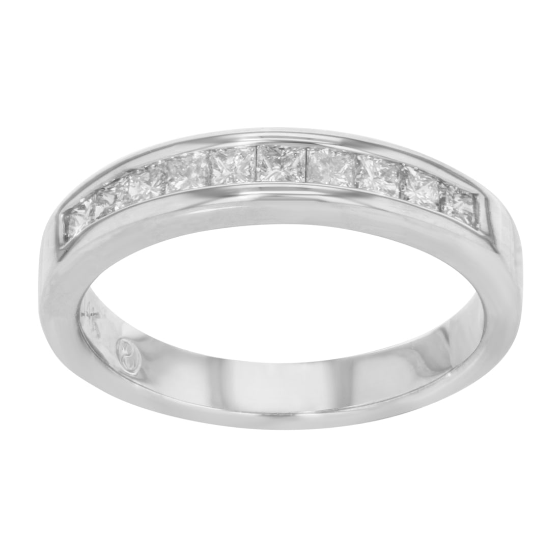 Rachel Koen 14K White Gold Princess Cut Diamond Band 0.75ct 10 Stones Size 7 (1 of 4)