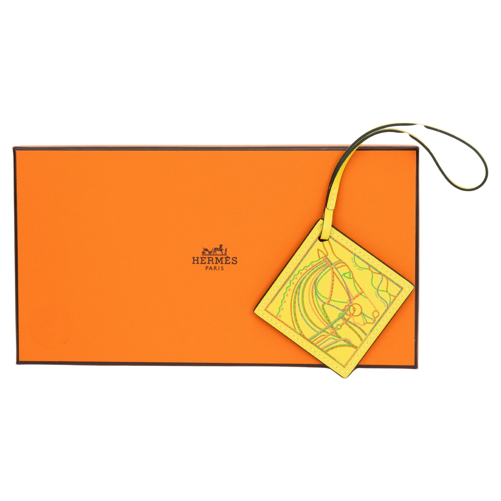 Hermes Lime Yellow Leather Bag Charm with Horse Head Design (1 of 5)