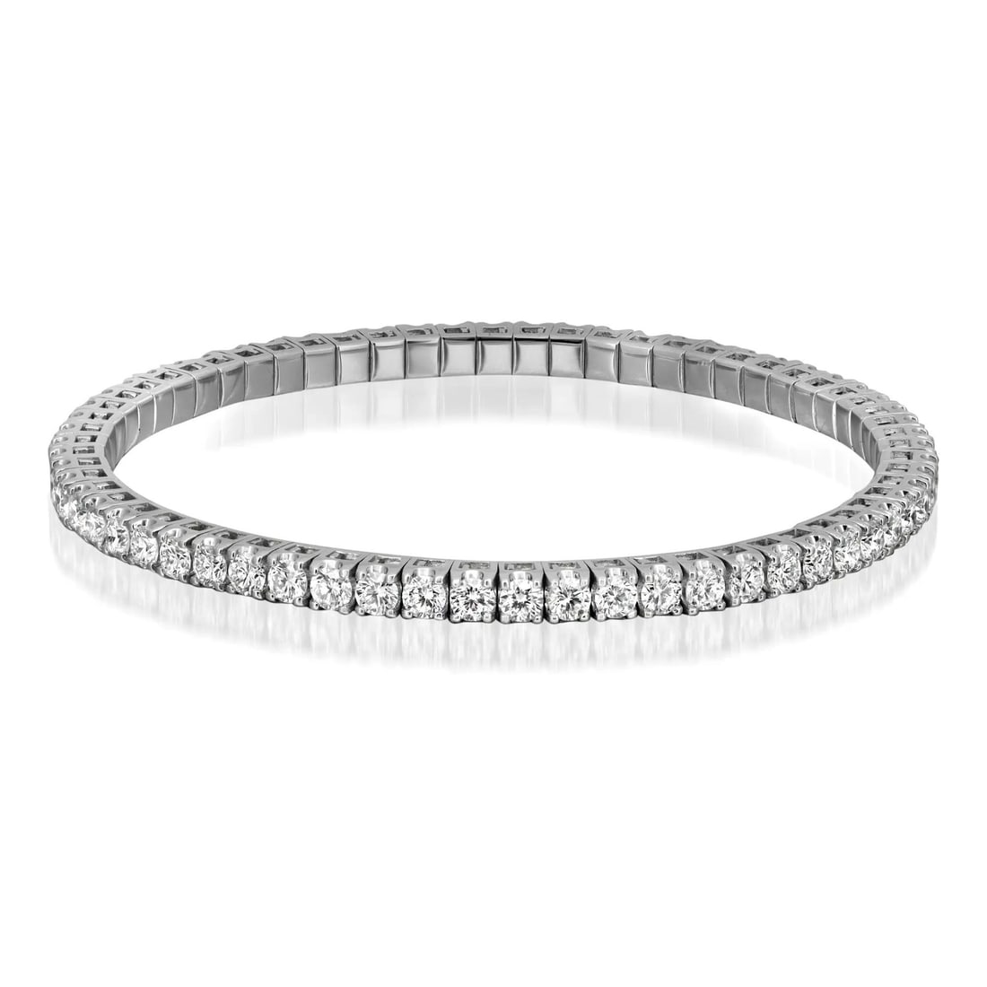 Rachel Koen 14K White Gold Lab Grown Diamond Tennis Bracelet 4.72 Cttw Adjustable: Rachel Koen 14K White Gold Lab Grown Diamond Tennis Bracelet 4.72 Cttw Adjustable Elevate your jewelry collection with this stunning Round Cut Lab Grown Diamond Elastic Tennis Bracelet. This exquisite