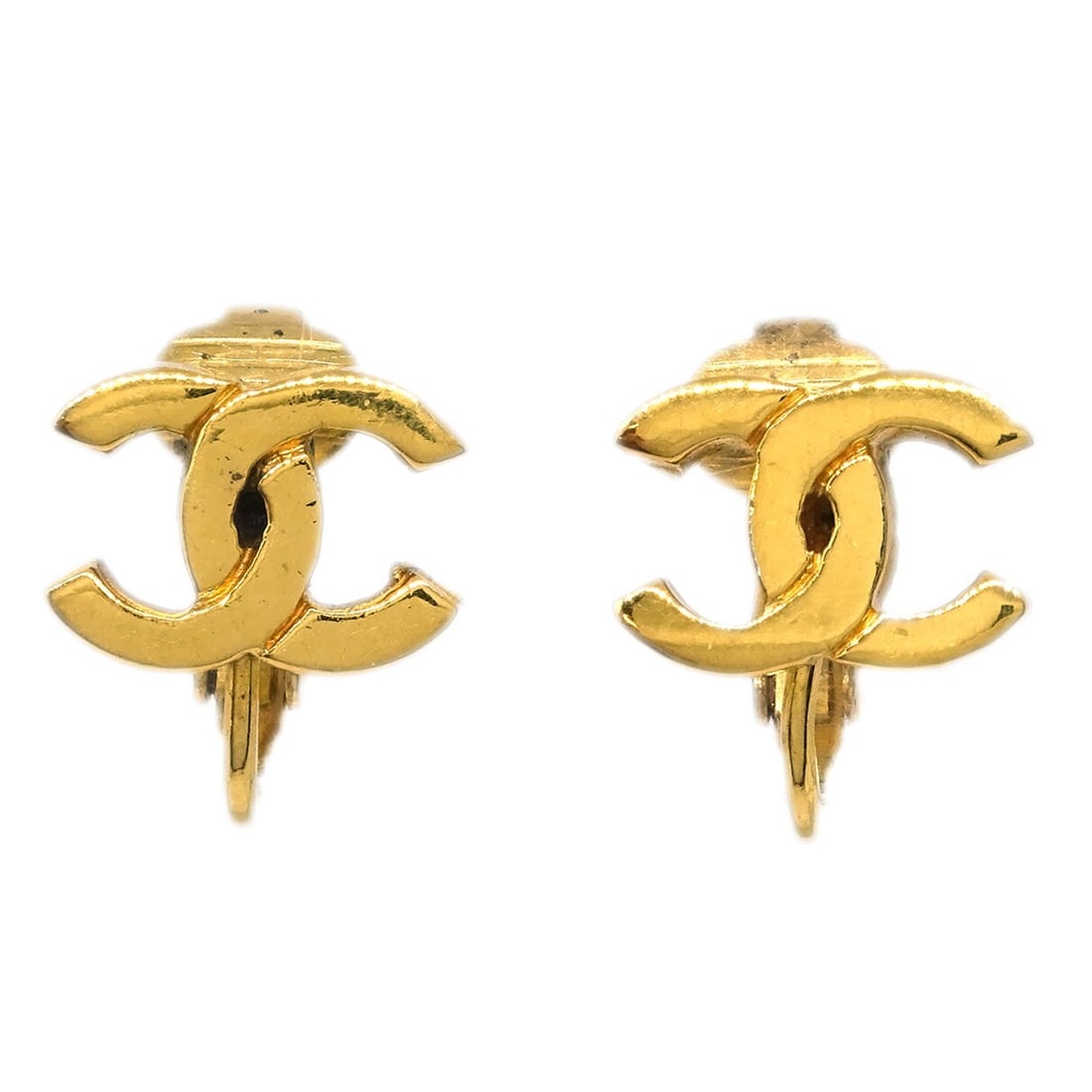 Chanel CC Logo Clip-On Earrings Gold-Plated 233 (1 of 4)