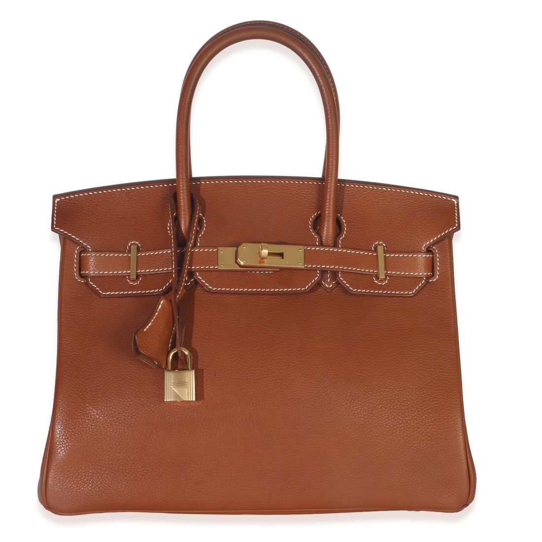 Birkin 30 Top Handle Brown Leather Bag with Gold Tone Hardware and Accessories: Birkin 30 Top Handle Brown Leather Bag with Gold Tone Hardware and Accessories This Hermes Birkin 30 features a Fauve Barenia brown leather exterior with a matching leather lining. The bag is styled w