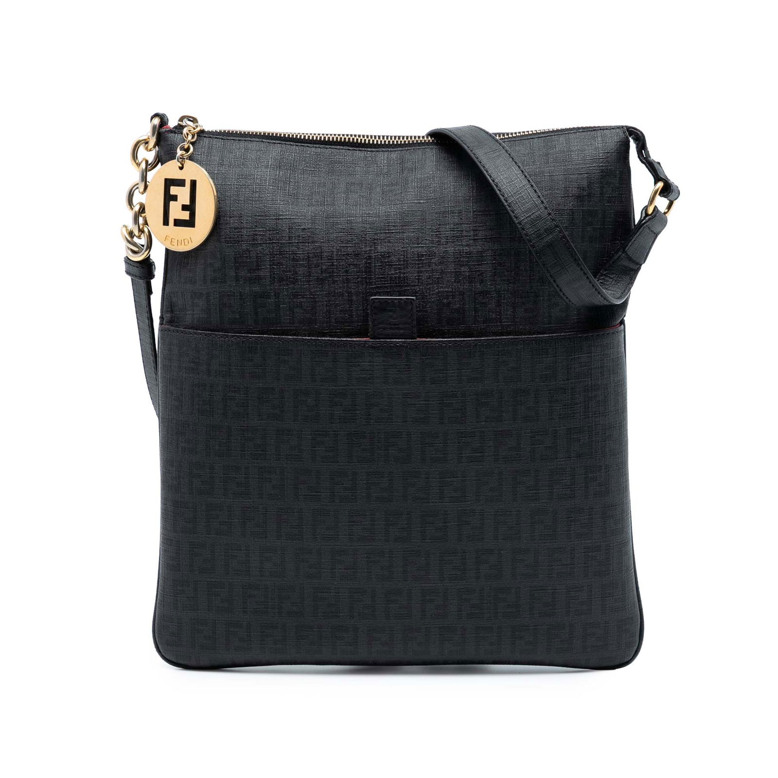 Fendi Zucchino Black Coated Canvas Charm Crossbody Bag with Zip (1 of 7)