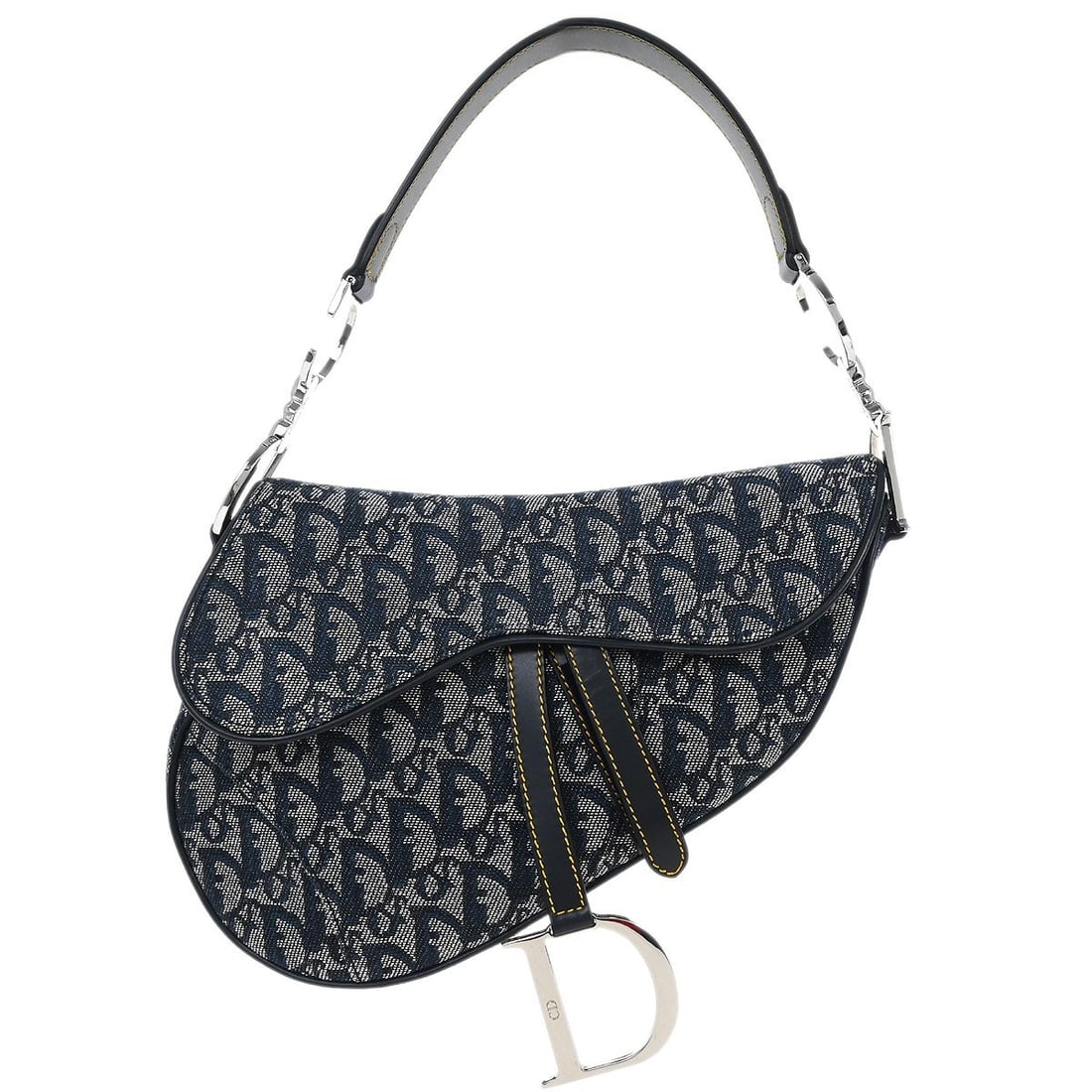 Dior Saddle Bag in Navy Canvas Leather with Shoulder Strap 01RU0094 (1 of 10)