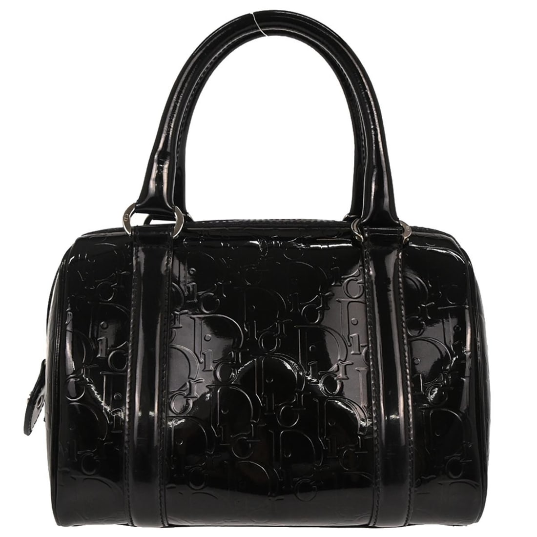 Dior Trotter Small Black Patent Leather Top Handle Bag 07-BO-0078: Dior Trotter Small Black Patent Leather Top Handle Bag 07-BO-0078 This Christian Dior Trotter handbag features a sleek black patent leather exterior and a practical zip closure. Designed in a small si