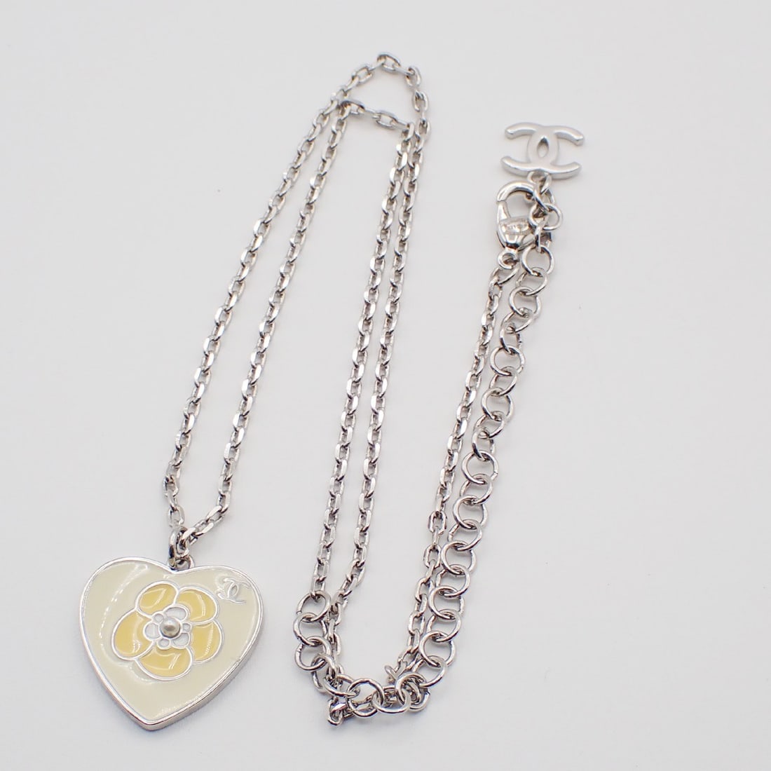 Heart Shaped Pendant Necklace with CC Emblem by Chanel (1 of 1)