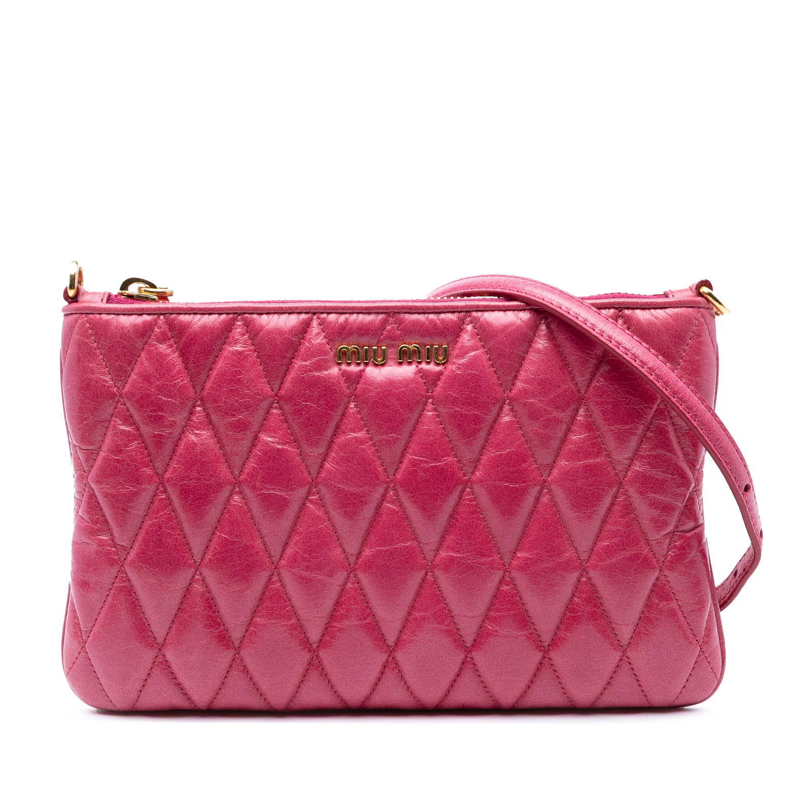 Miu Miu Matelasse Pink Lambskin Leather Crossbody Bag (1 of 7)
