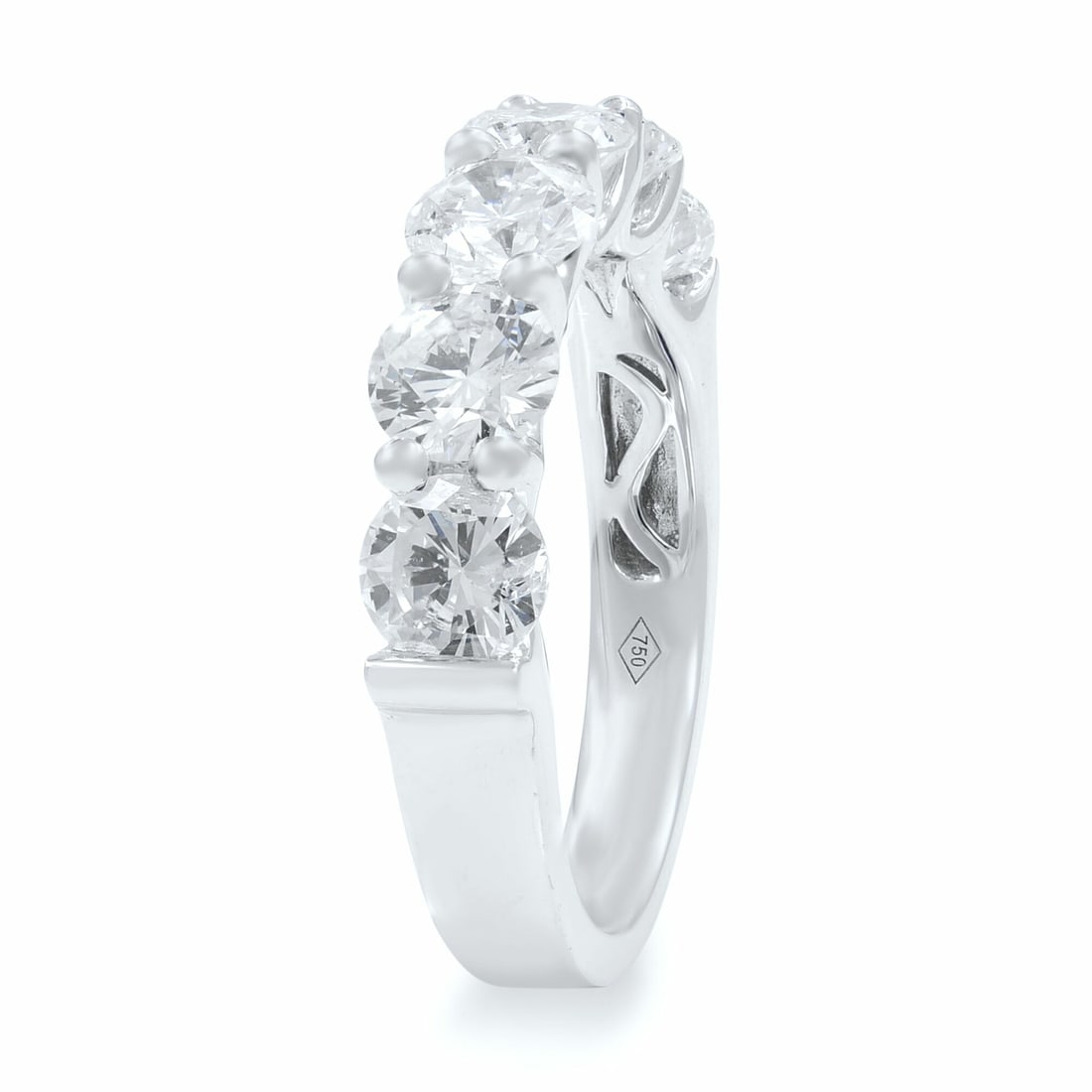 Rachel Koen 18K White Gold 2.46ct Round Diamond Anniversary Ring: Rachel Koen 18K White Gold 2.46ct Round Diamond Anniversary Ring This exquisite U-shape round diamond anniversary ring is crafted in luxurious 18K white gold. Featuring a total carat weight of 2.46cts