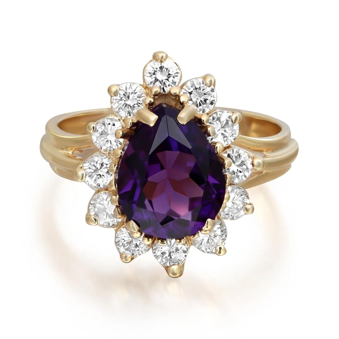 Rachel Koen Amethyst Diamond Cocktail Ring in 18K Yellow Gold (1 of 5)