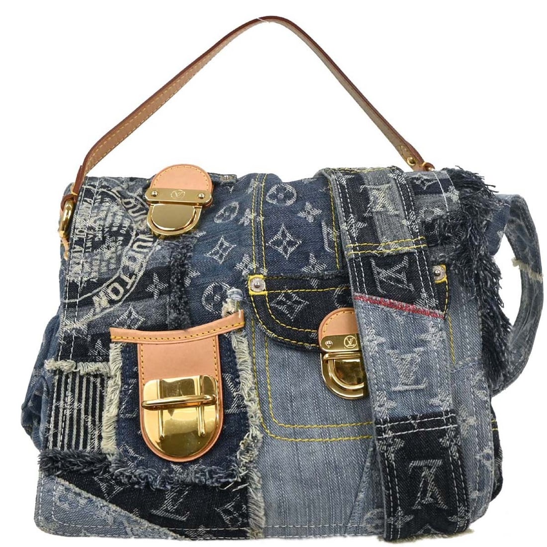 Louis Vuitton Monogram Denim Patchwork Postie 2way Handbag M95374 Blue: Louis Vuitton Monogram Denim Patchwork Postie 2way Handbag M95374 Blue Introducing the Louis Vuitton Monogram Denim Patchwork Postie 2way Handbag, a stylish accessory that combines luxury and function