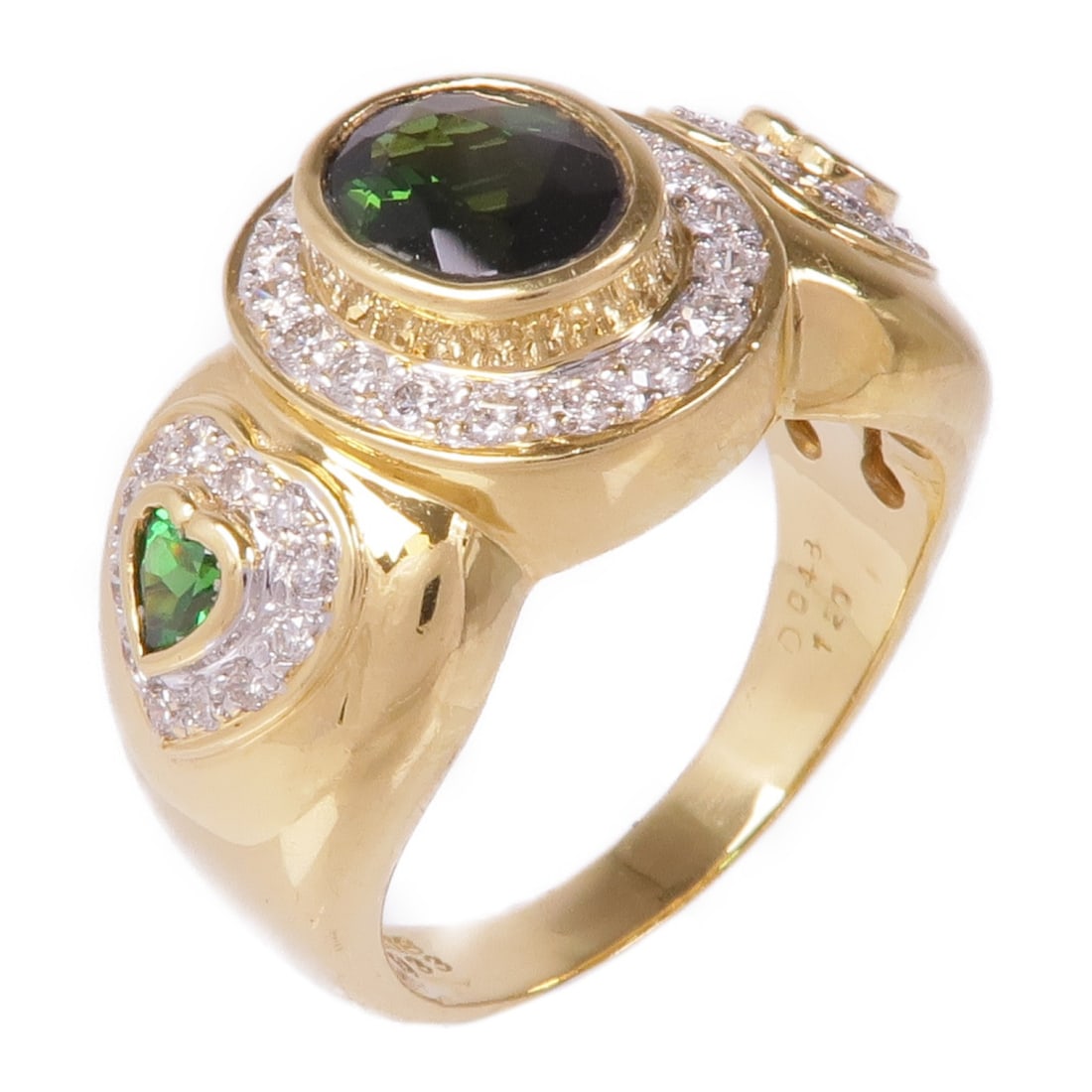 Tourmaline Garnet Diamond Ring in 18K Yellow Gold US Size 7.75 (1 of 9)