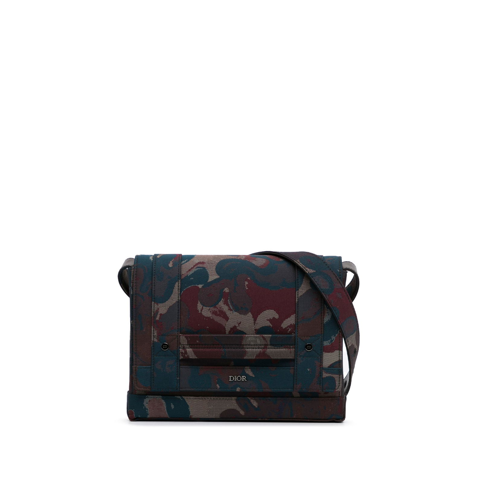 Dior x Peter Doig Brown Messenger Bag with Adjustable Strap: Dior x Peter Doig Brown Messenger Bag with Adjustable Strap The Dior x Peter Doig Messenger Bag is a stylish crossbody option crafted from durable printed canvas. It features an adjustable flat strap