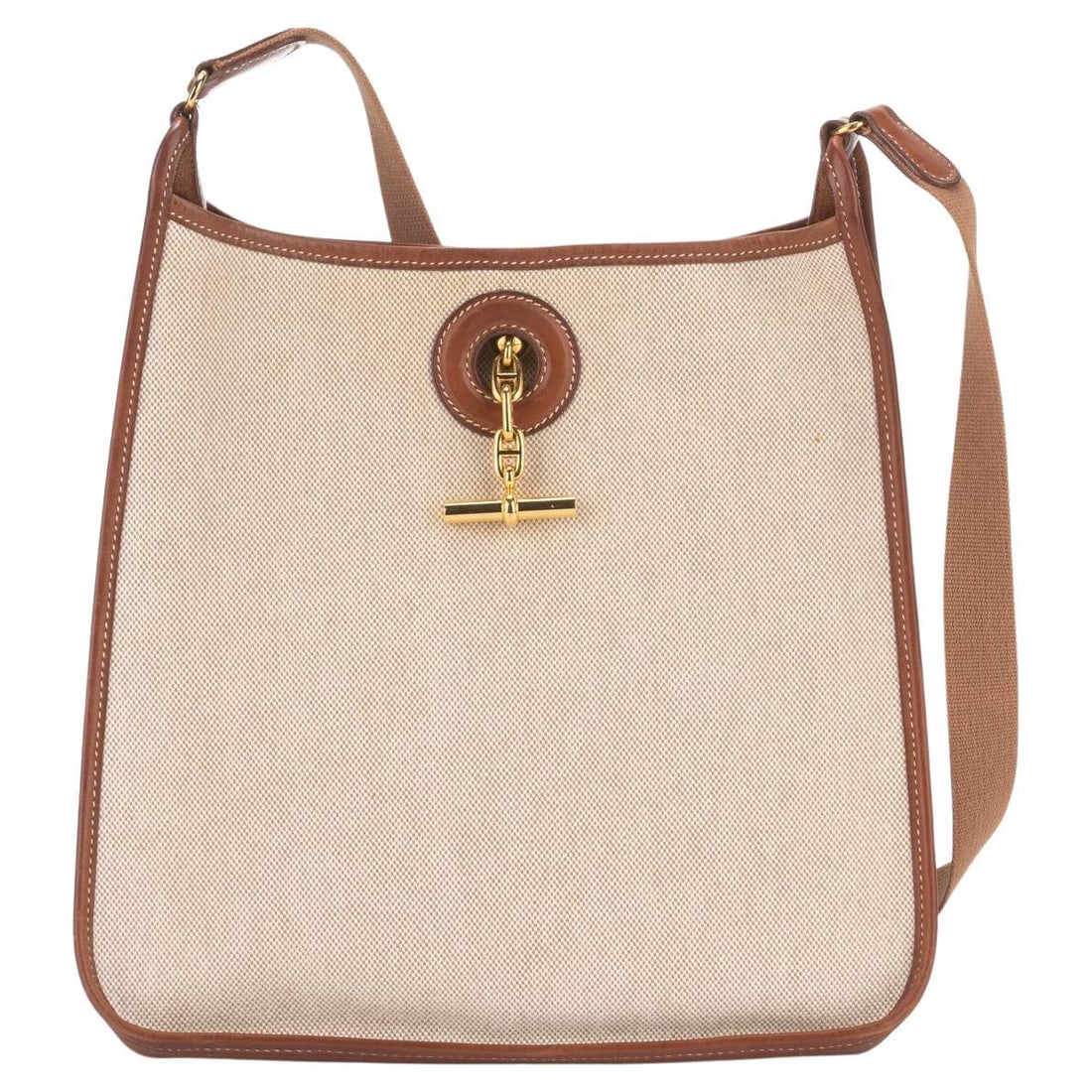 Hermes Toile Vespa PM Shoulder Bag Gold Hardware France: Hermes Toile Vespa PM Shoulder Bag Gold Hardware France This exquisite Hermes Toile and Gold Leather Vespa Bag combines elegance and functionality. Crafted in France, this PM shoulder bag showcases a