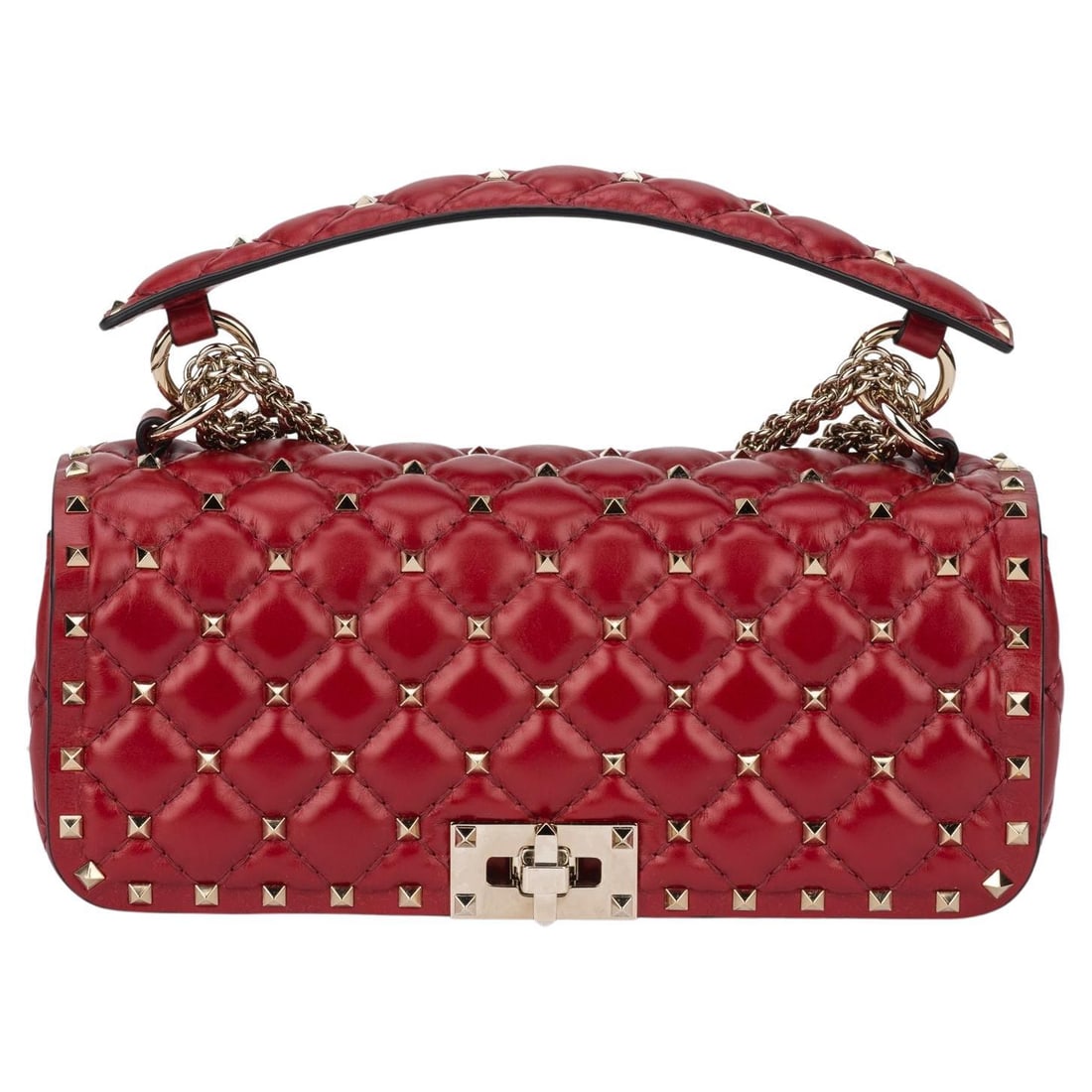 Valentino Garavani Red Rockstud Quilted Calfskin Shoulder Bag (1 of 16)
